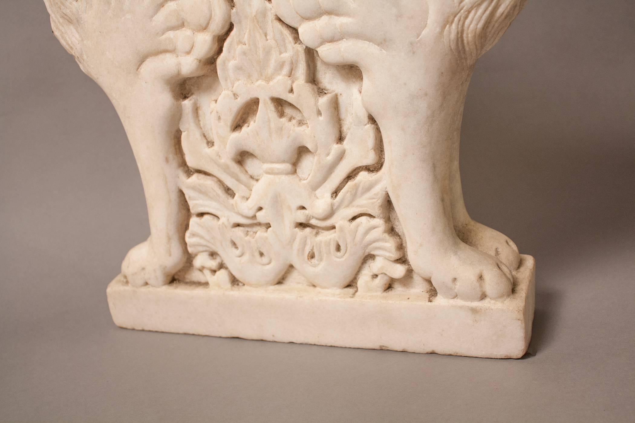 Pair of Marble Lion Garden Bench Supports 2