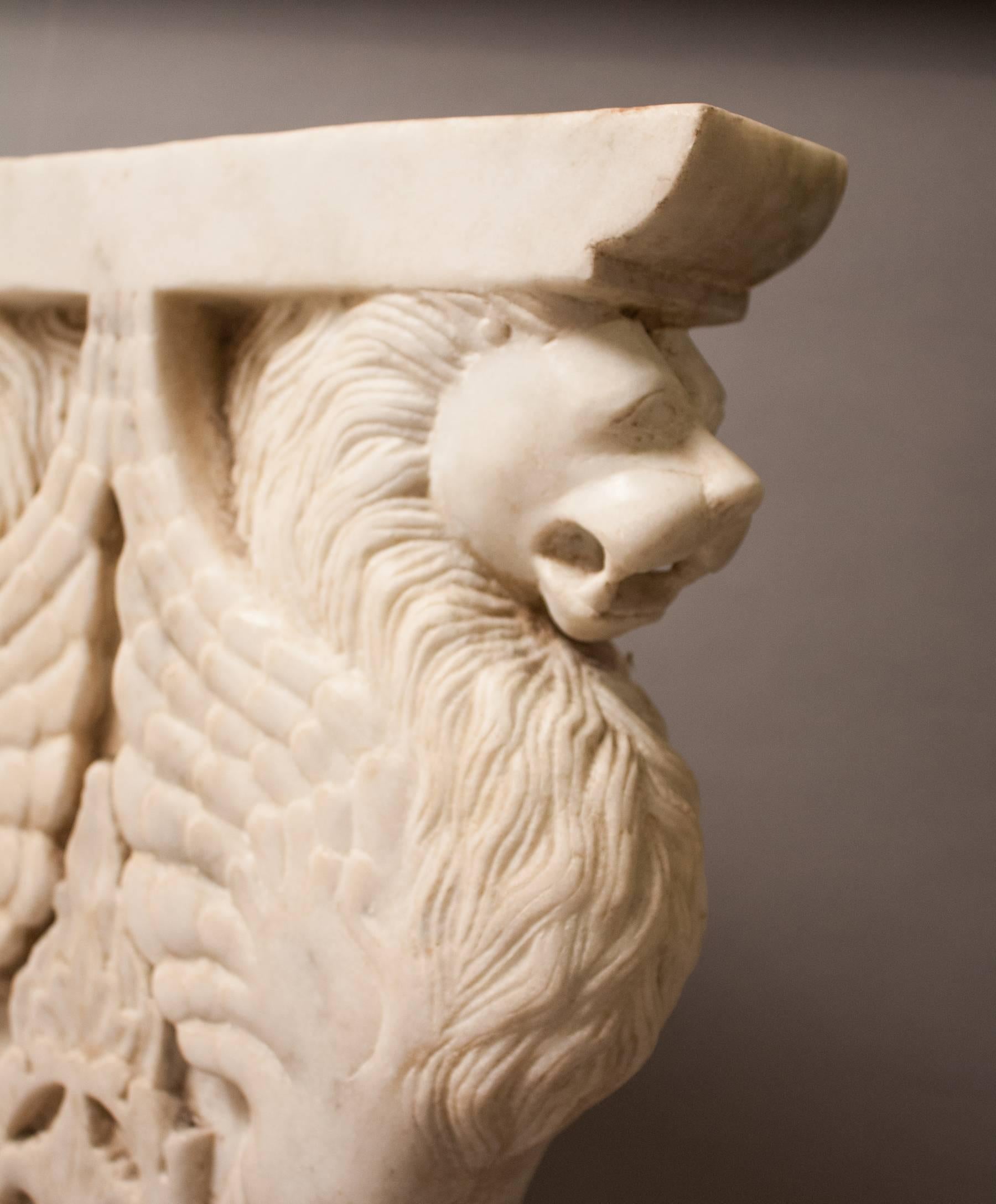 Pair of Marble Lion Garden Bench Supports 1