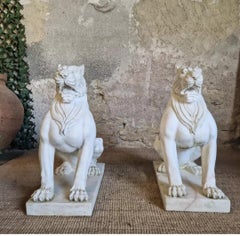 Pair of Marble Lions Statues Life Size