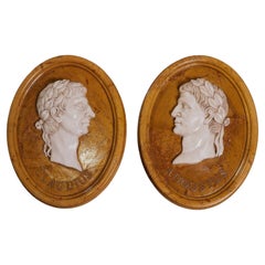 Pair of marble medallions