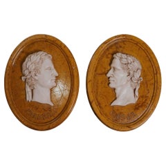 Pair of marble medallions
