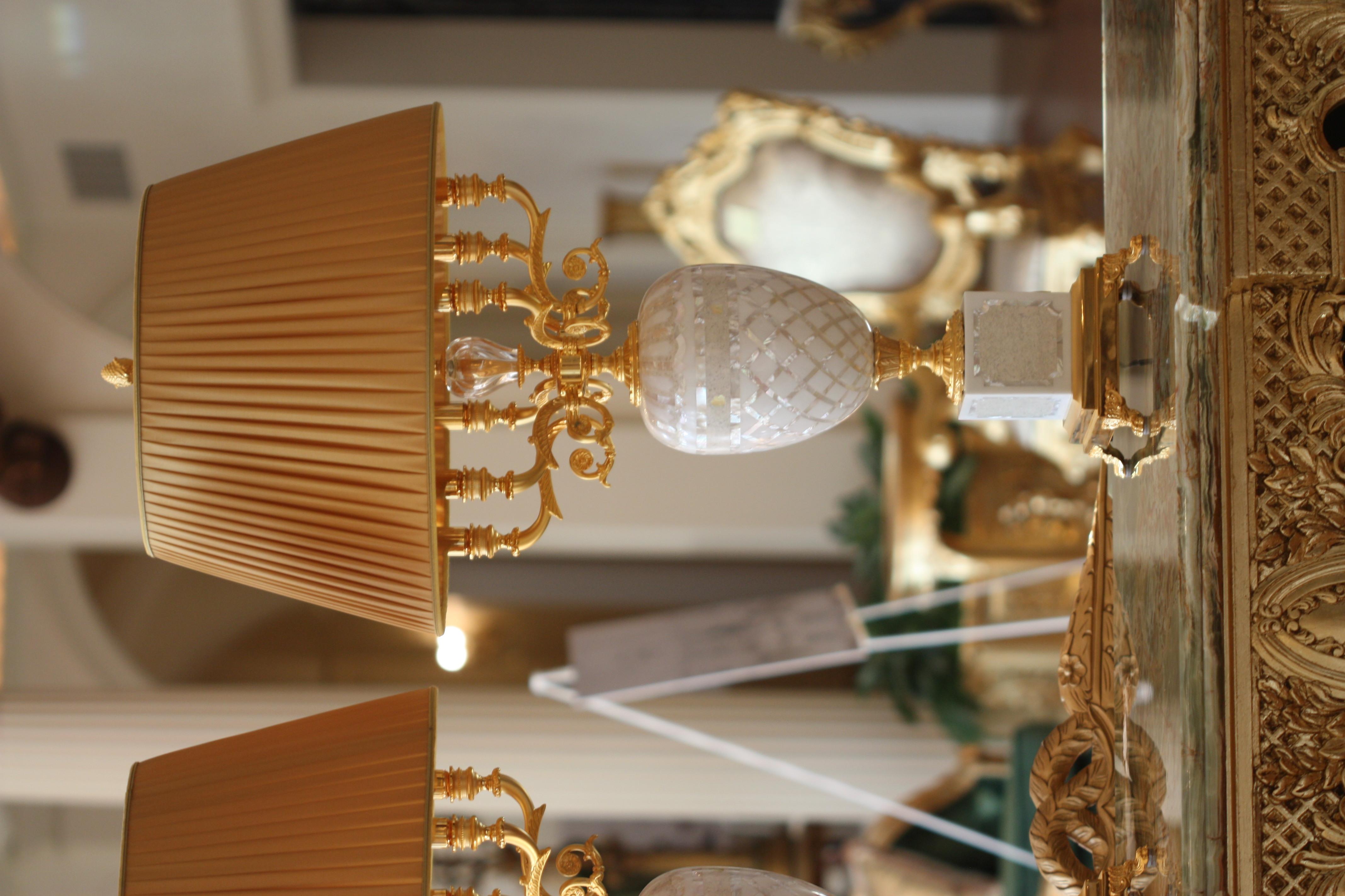 Pair of Marble, Mother-of-Pearl Veneered, and Gilt Bronze Six-Light Candelabra For Sale 3