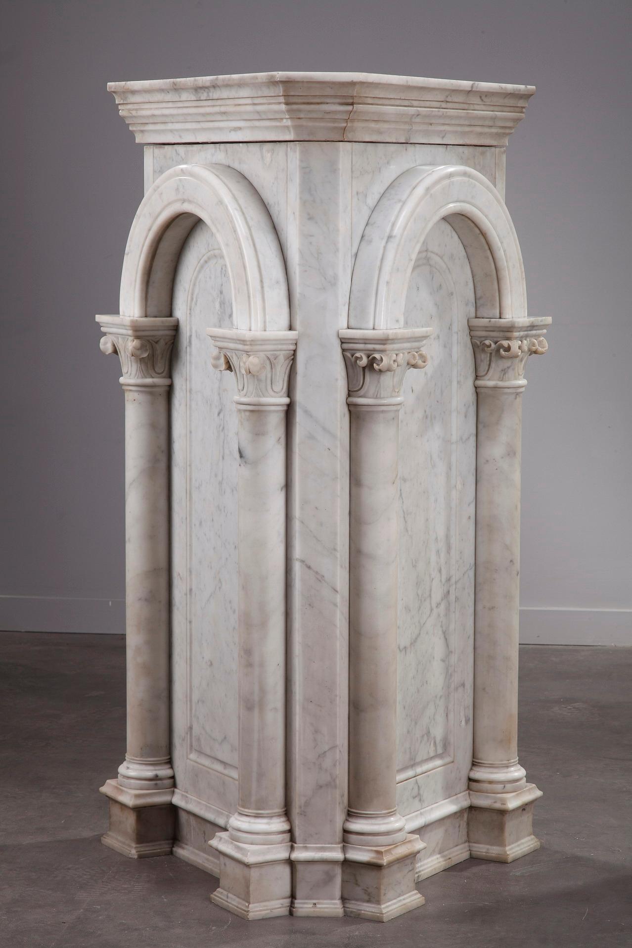 French Pair of Marble Neoclassical Style Pedestals