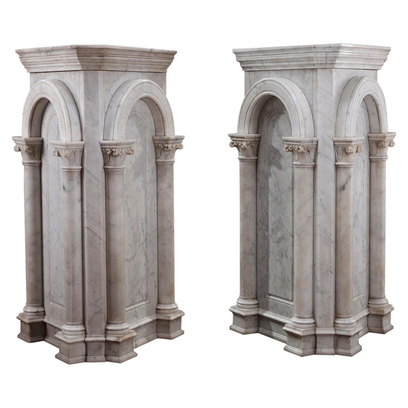 Pair of Marble Neoclassical Style Pedestals