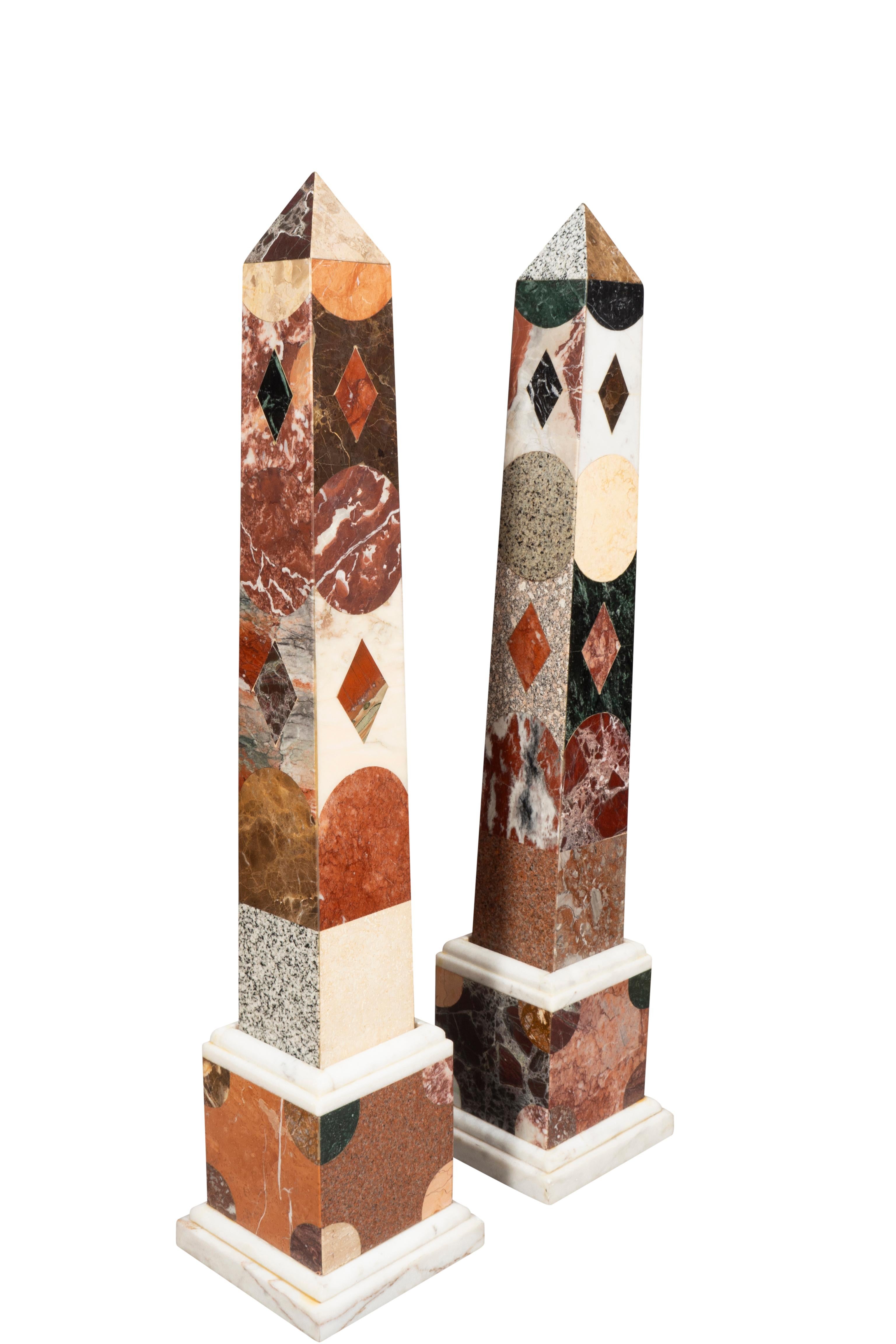 European Pair Of Marble Obelisks