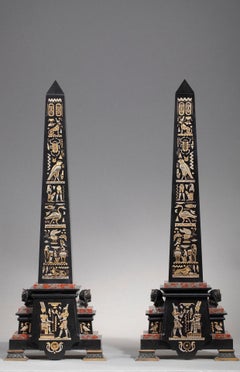 Pair of Marble Obelisks in the Egyptian Style, 19th Century