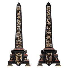 Pair of Marble Obelisks in the Egyptian Style, 19th Century