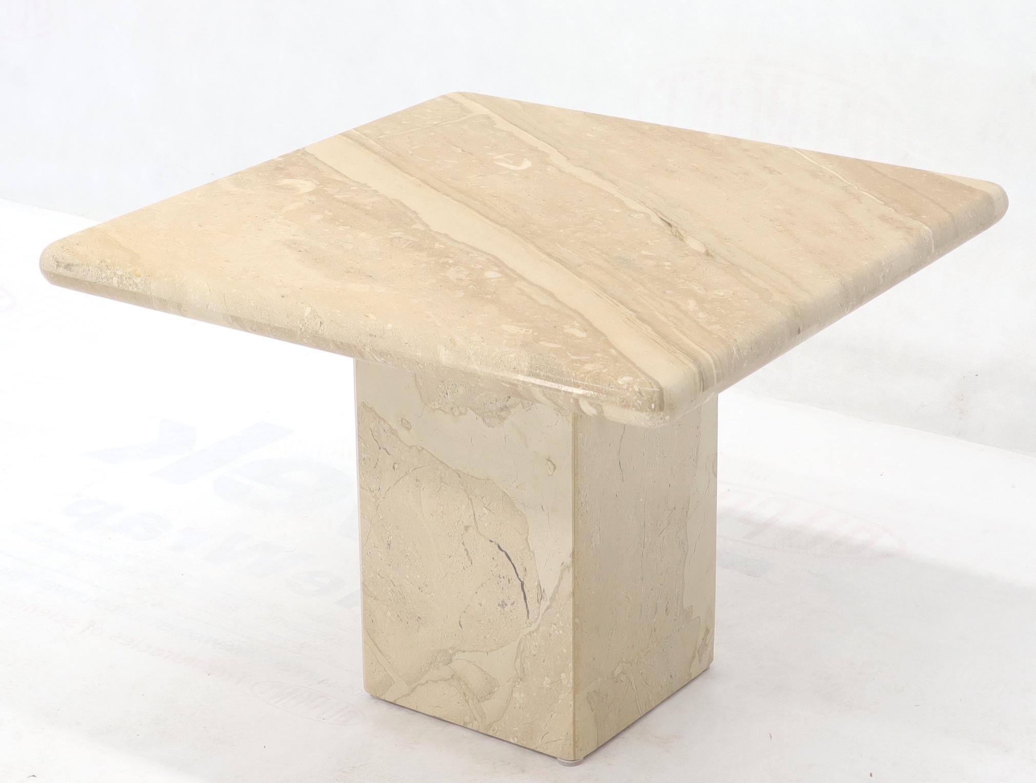 Pair of Marble or Travertine Square Side End Tables For Sale 1