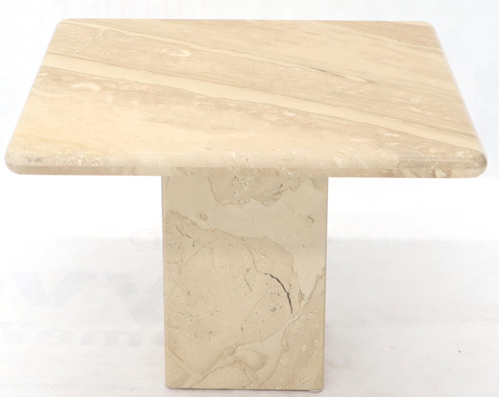 Pair of Marble or Travertine Square Side End Tables For Sale 2