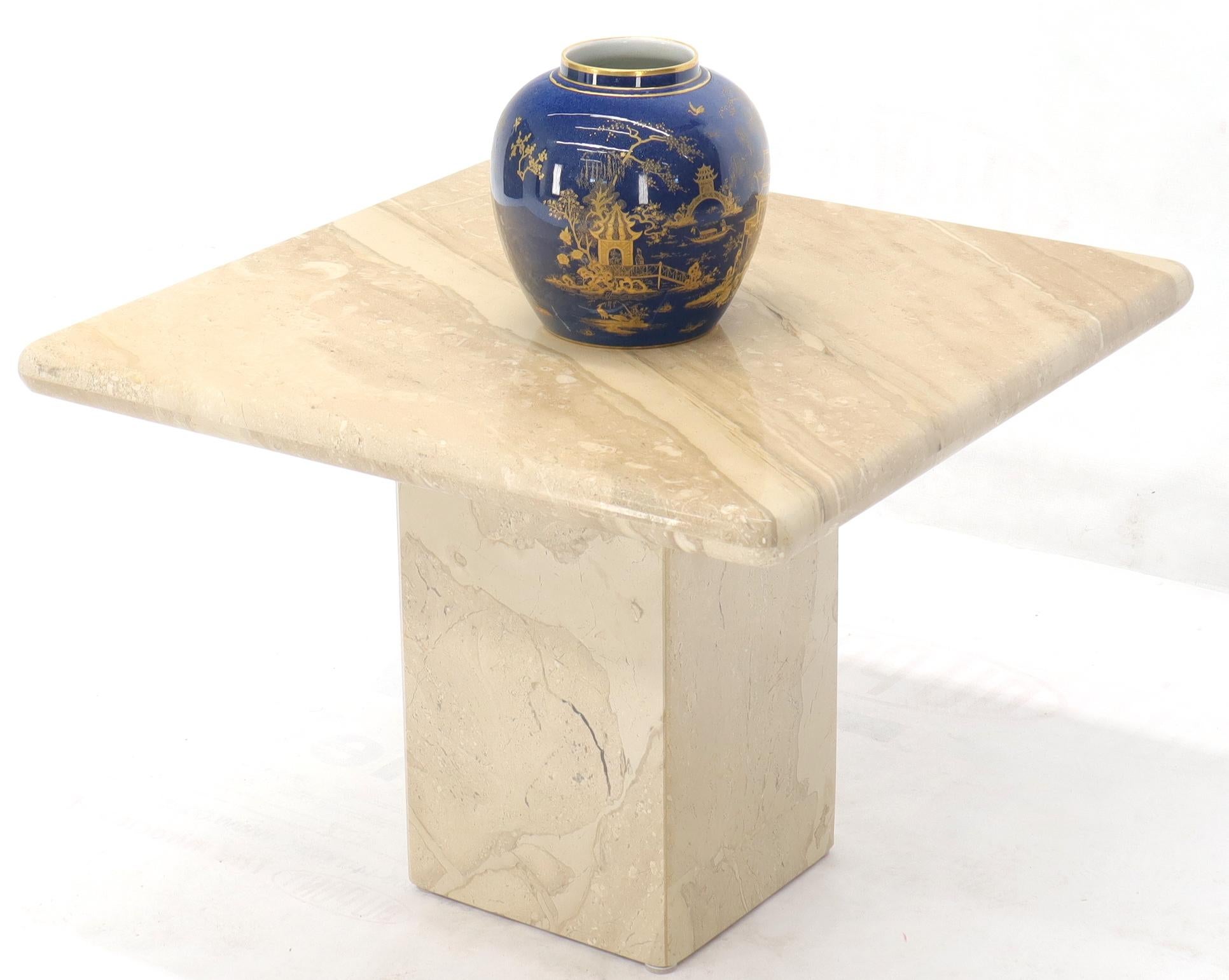 Pair of Marble or Travertine Square Side End Tables For Sale 3