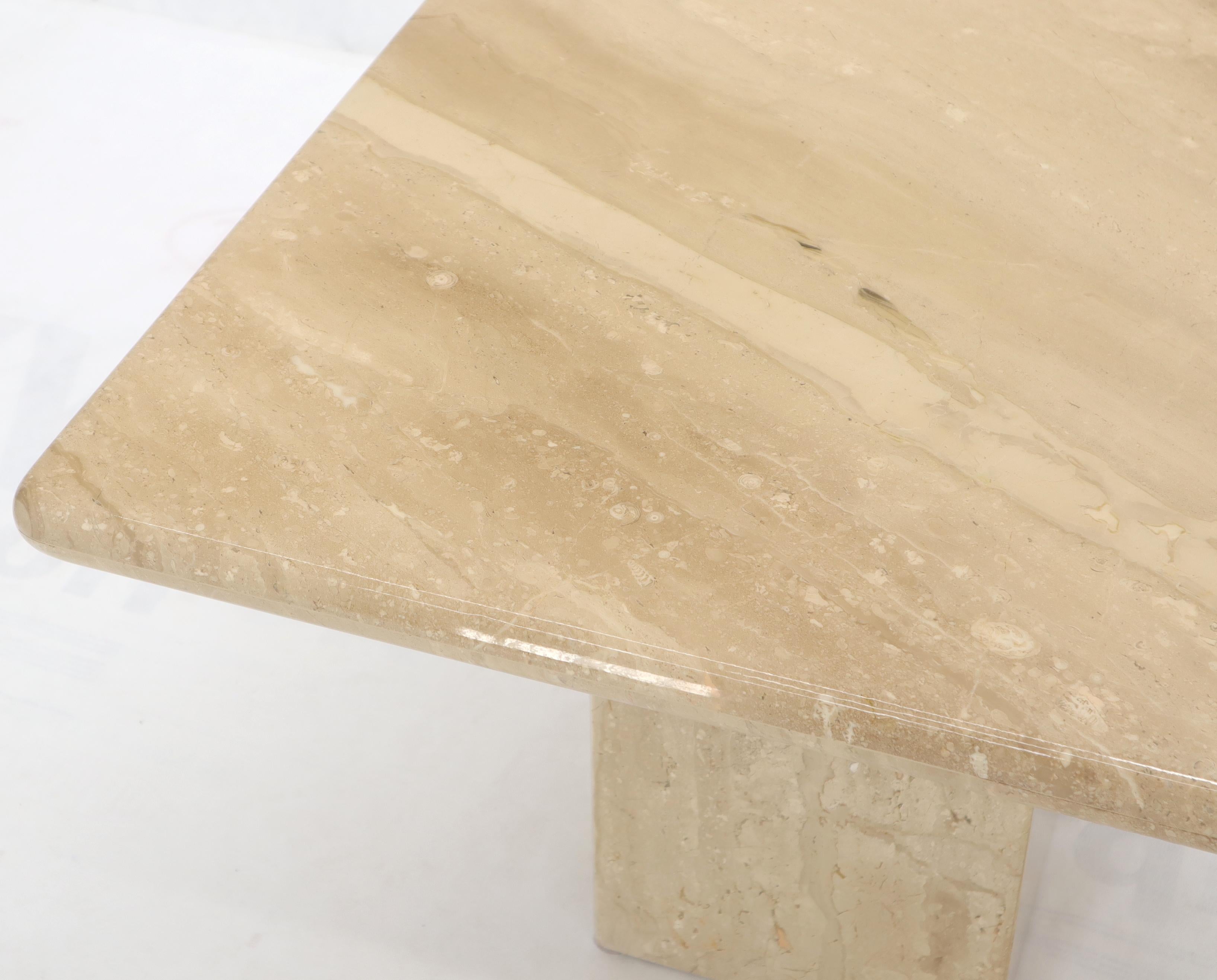Pair of Marble or Travertine Square Side End Tables In Excellent Condition For Sale In Rockaway, NJ