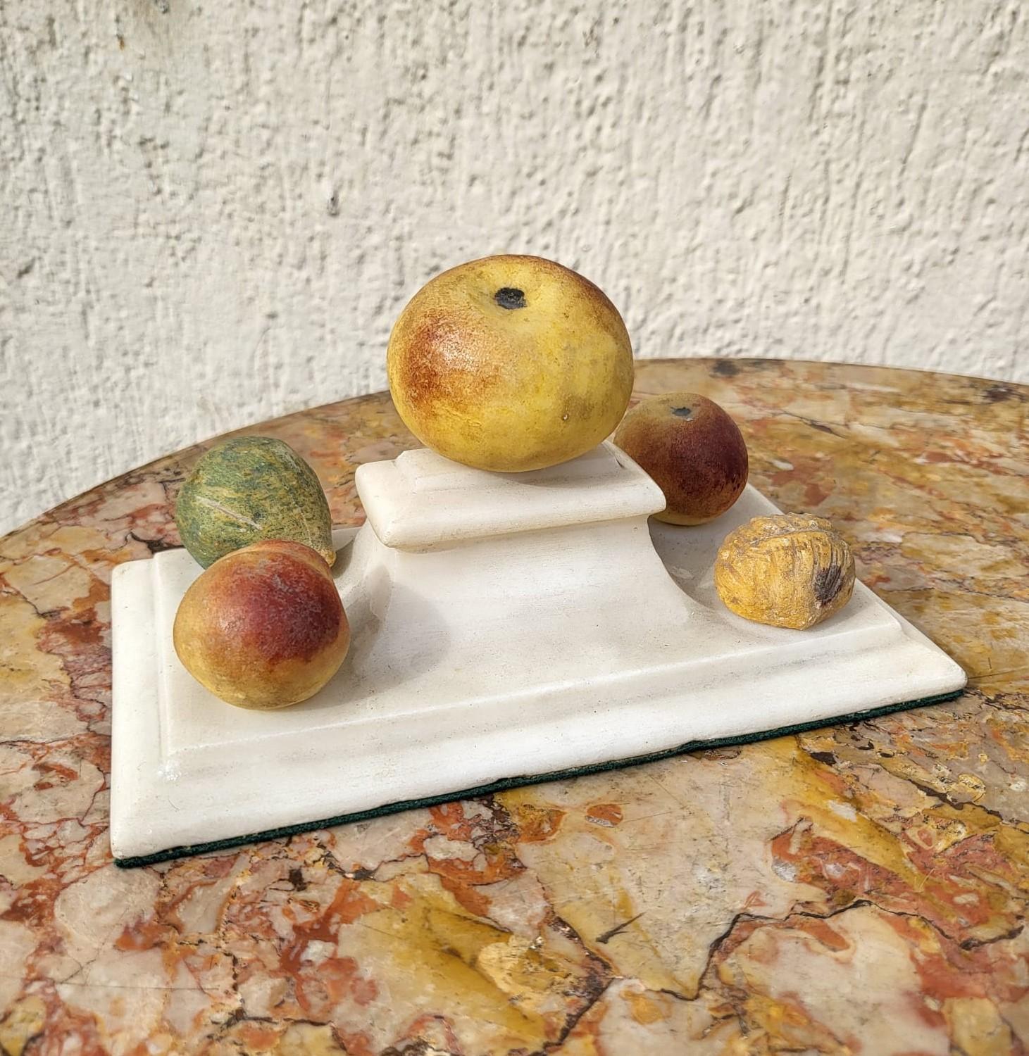 Pair of Marble Paperweight with Fruits, XIXth Century For Sale 2