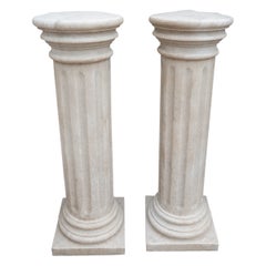 Pair of Marble Pedestals with Fluted Shafts