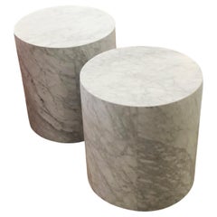 Pair of Marble Plymouth Round Side Tables