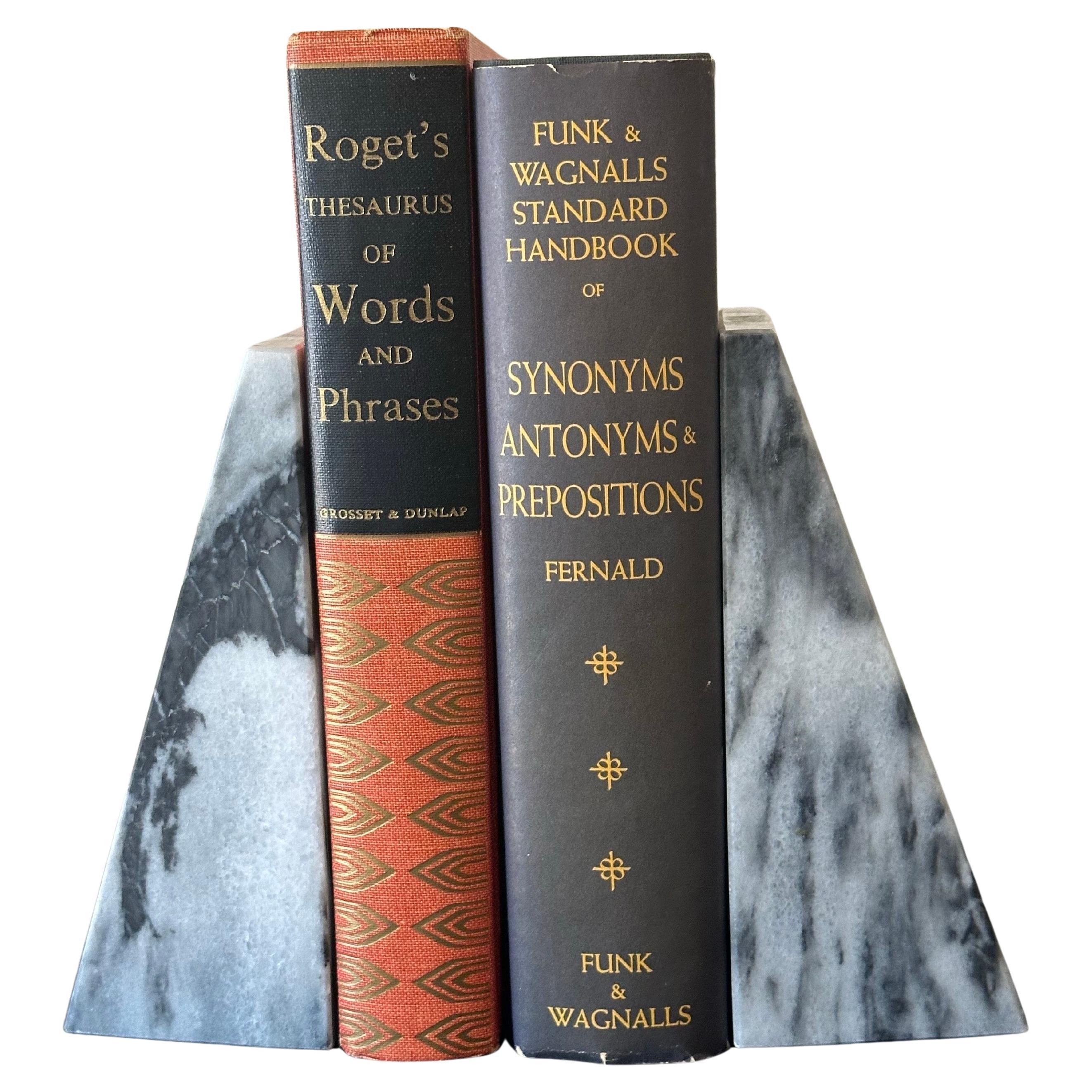 Pair of Marble Post-Modern Black/White/Gray Triangular Bookends For Sale 7