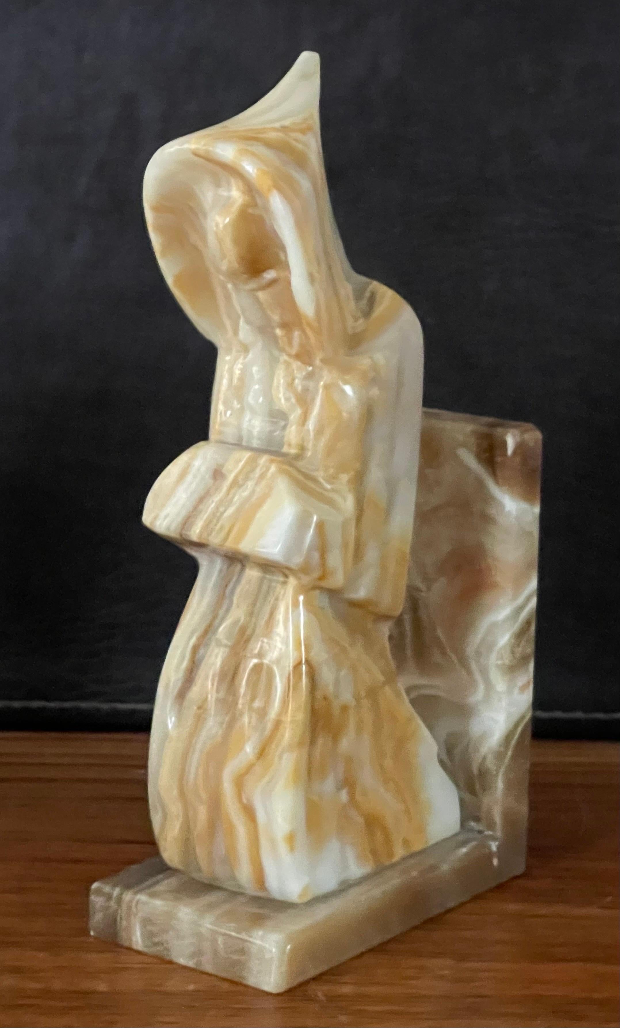 Pair of Marble Praying Monk /Scholar Bookends For Sale 6
