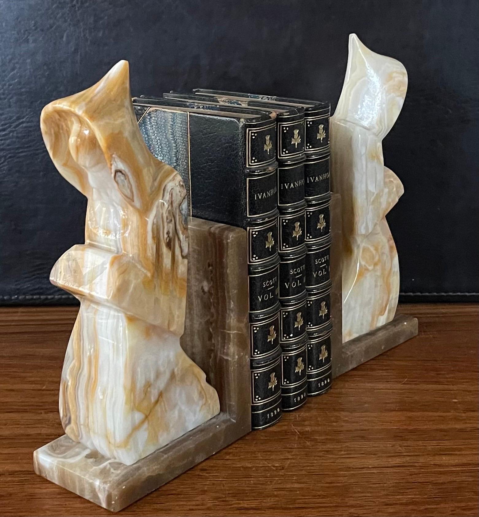 Pair of Marble Praying Monk /Scholar Bookends For Sale 8
