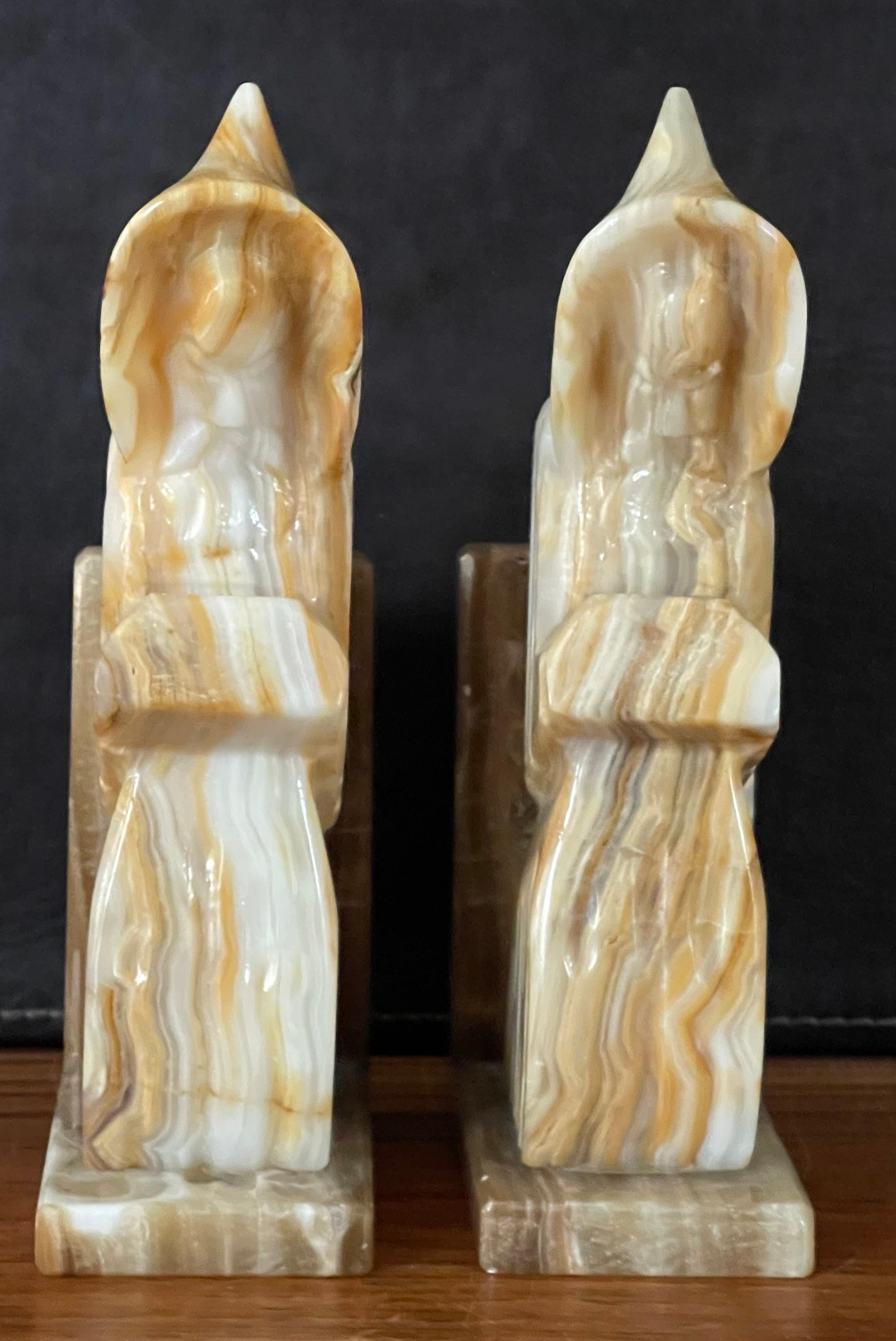 Pair of Marble Praying Monk /Scholar Bookends For Sale 4
