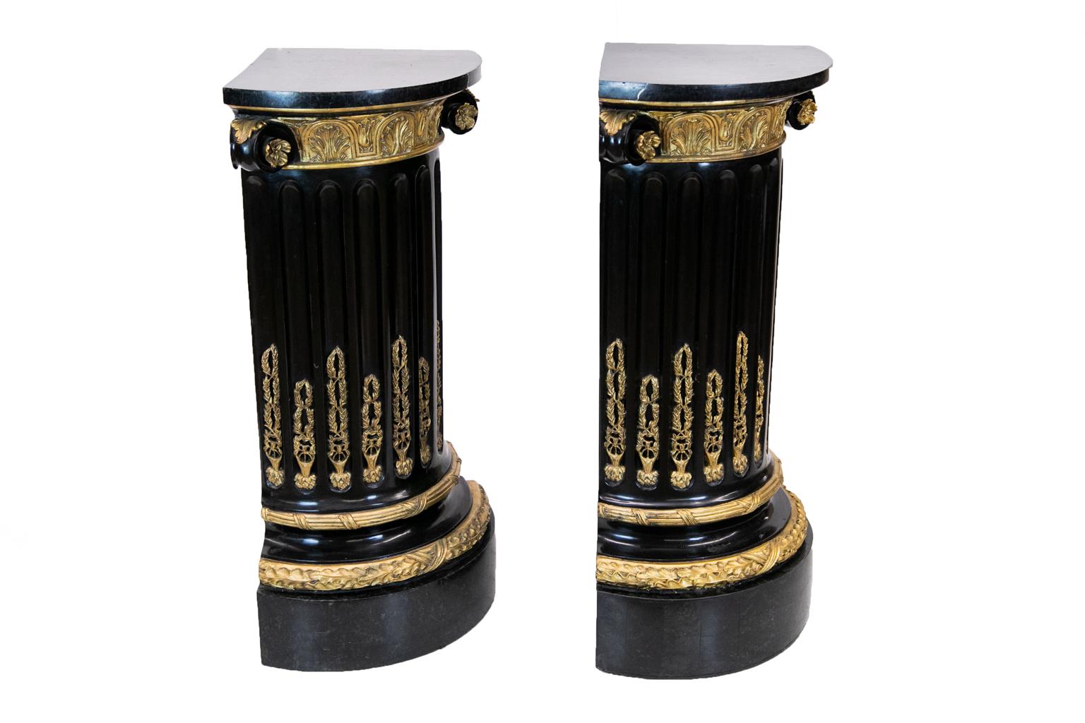 Pair of Marble Quarter Column Pedestals For Sale 3