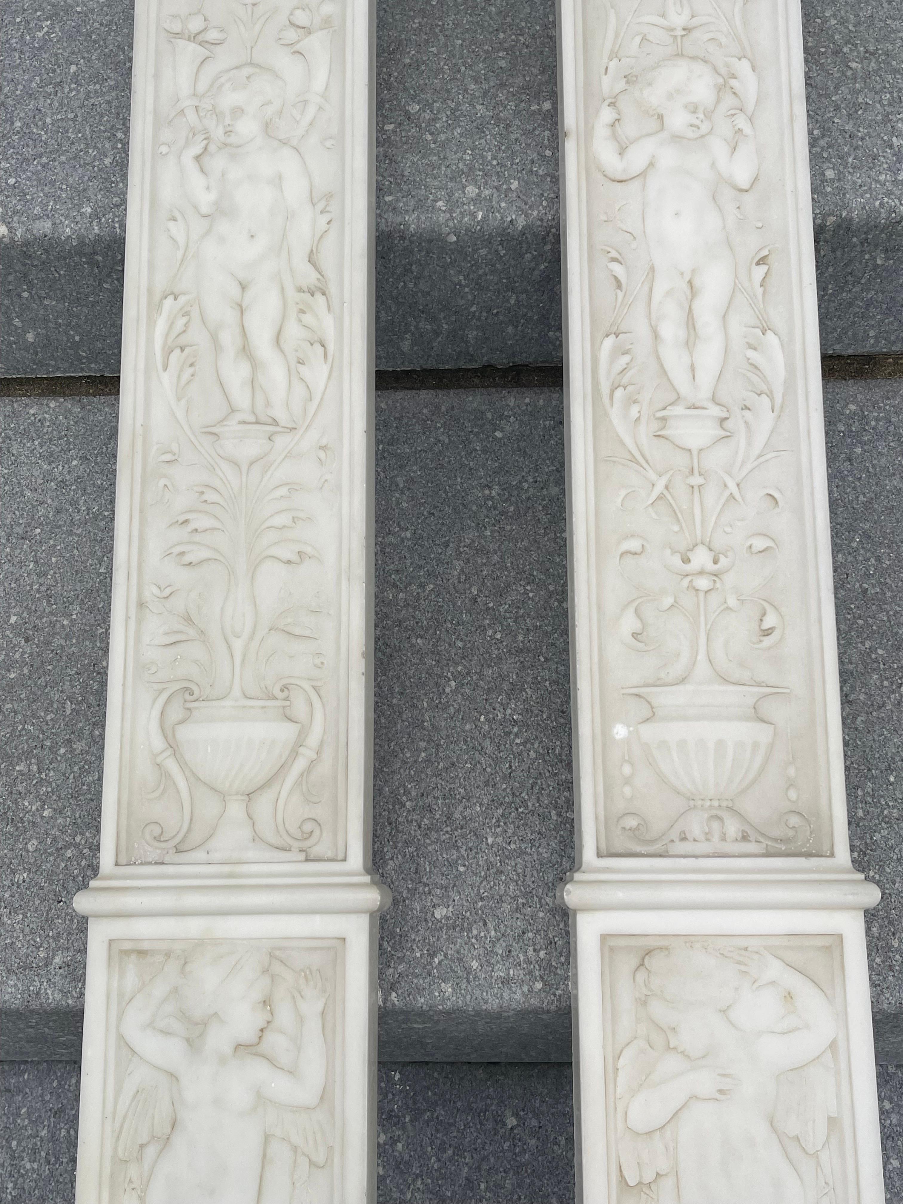 Hand-Carved A Pair of English Neoclassical Marble Relief’s For Sale