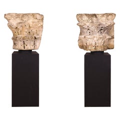 Pair of Marble Roman Capitals, 2nd Century, France