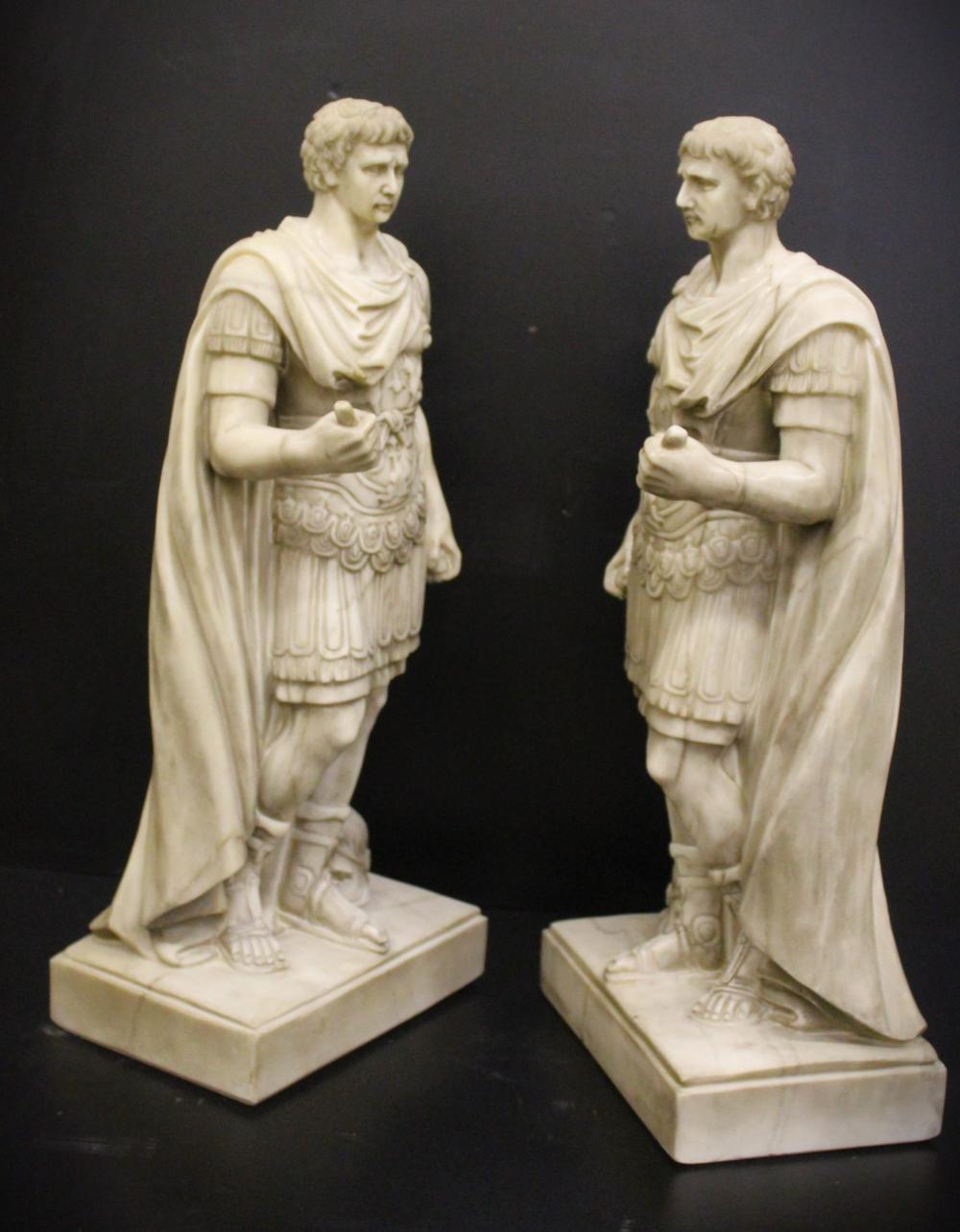 20th Century Pair of marble sculptures of Roman gladiators For Sale