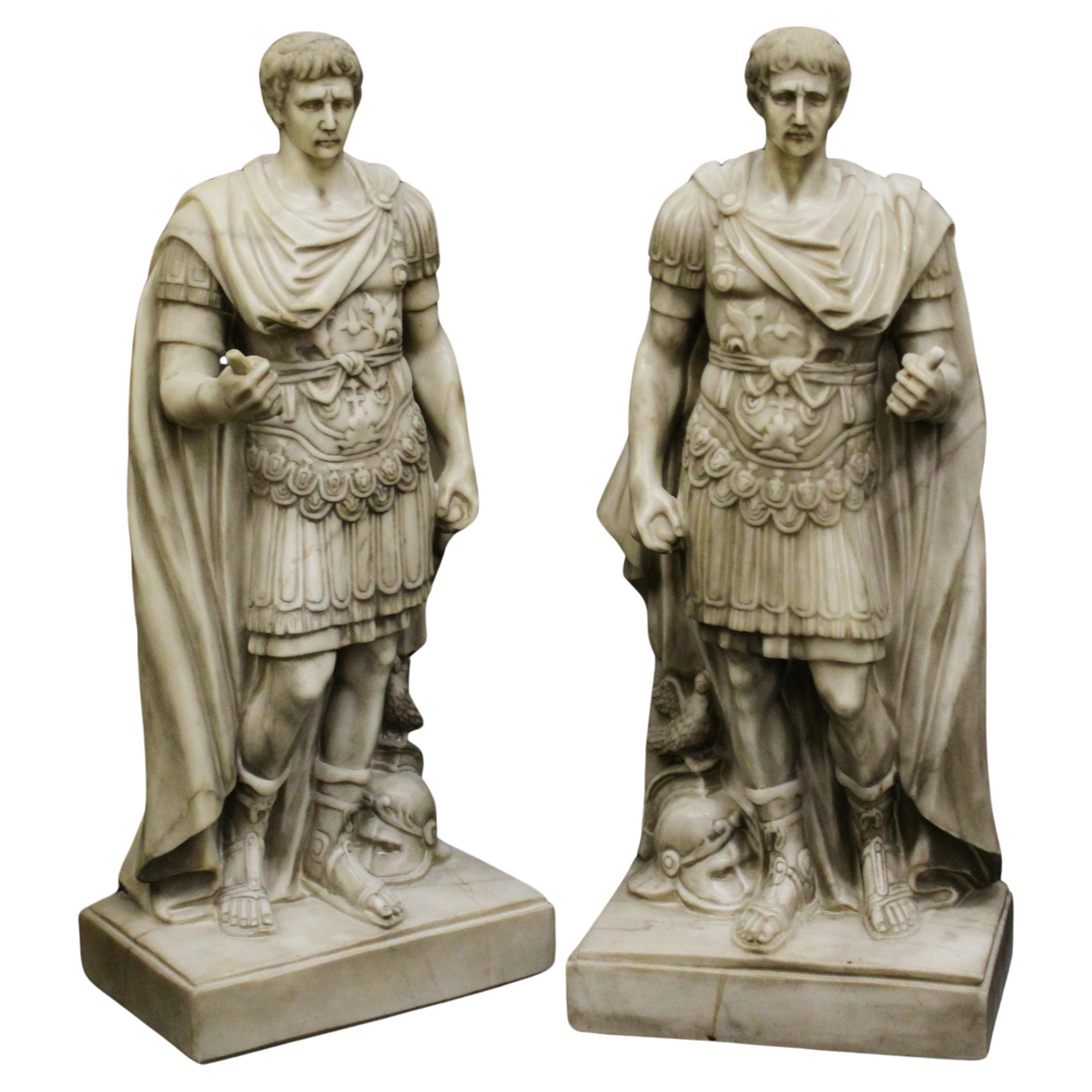 Pair of marble sculptures of Roman gladiators For Sale