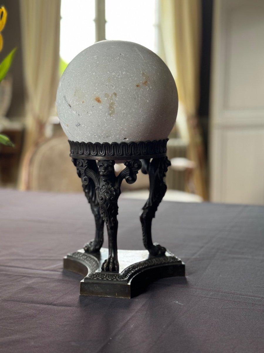Pair Of Marble Spheres On Bronze Tripods, 19th Century For Sale 6