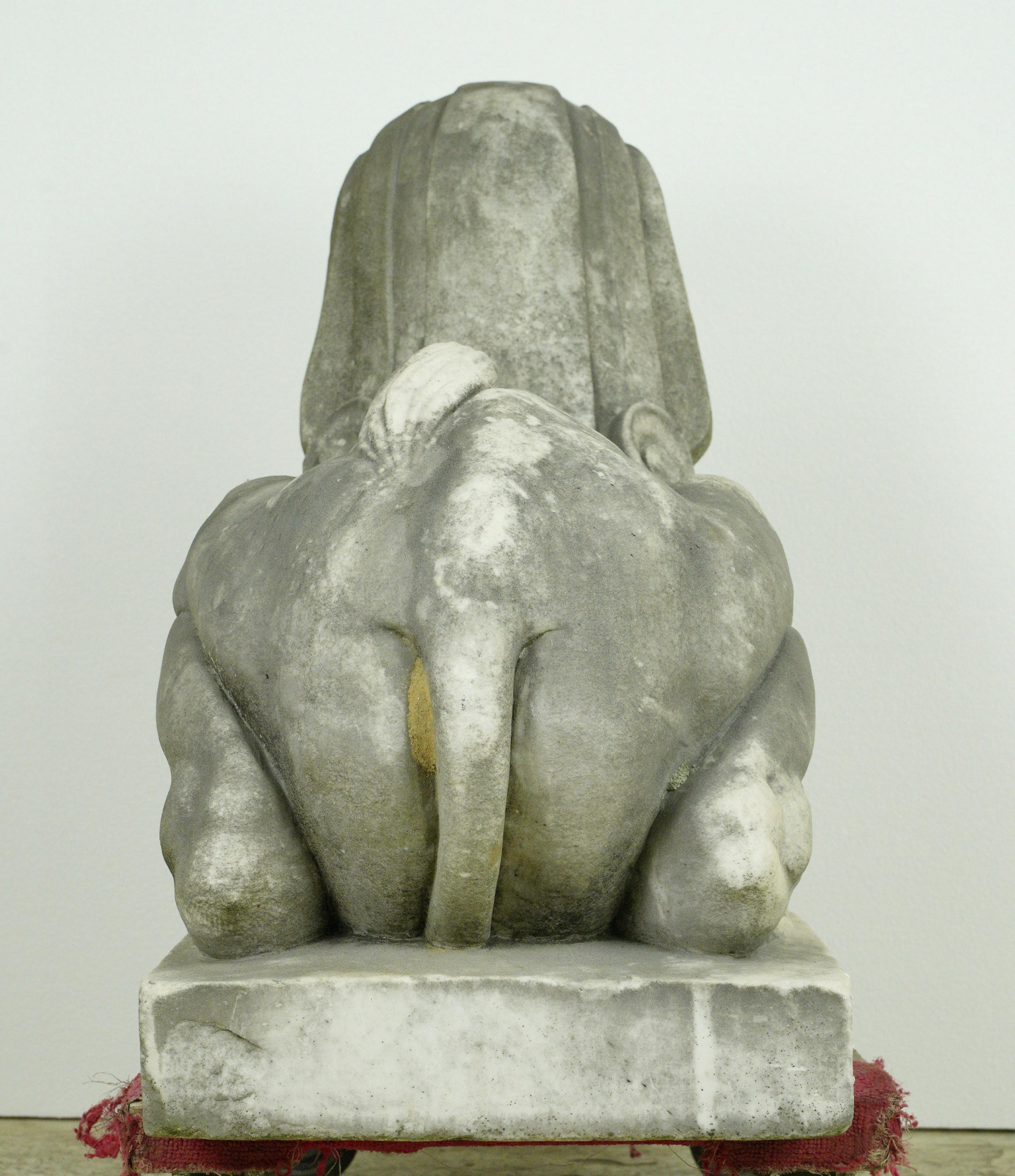 Pair of Marble Sphinx Exterior Entryway Statues For Sale 9