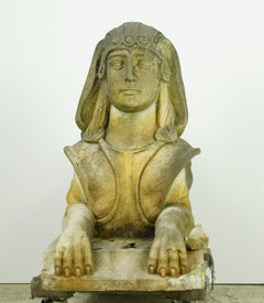 Pair of Marble Sphinx Exterior Entryway Statues