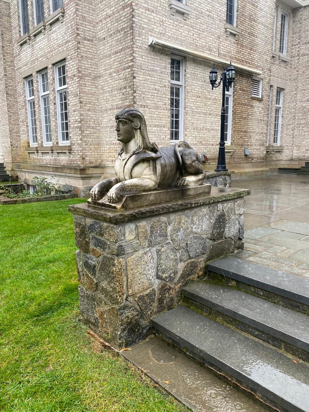 Pair of Marble Sphinx Exterior Entryway Statues For Sale 16