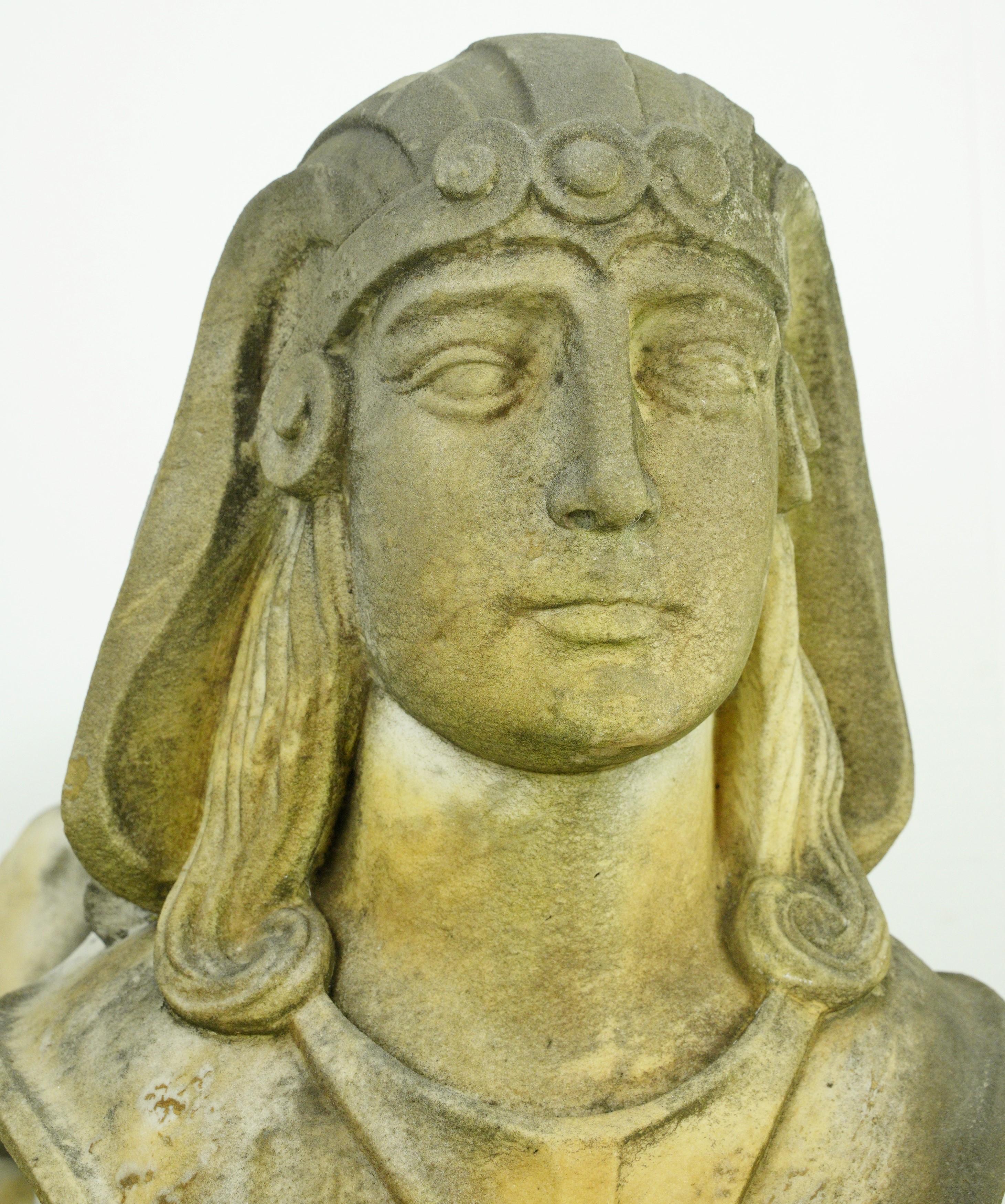 20th Century Pair of Marble Sphinx Exterior Entryway Statues For Sale