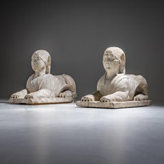 Pair of Marble Sphinxes, Italy, 17th Century