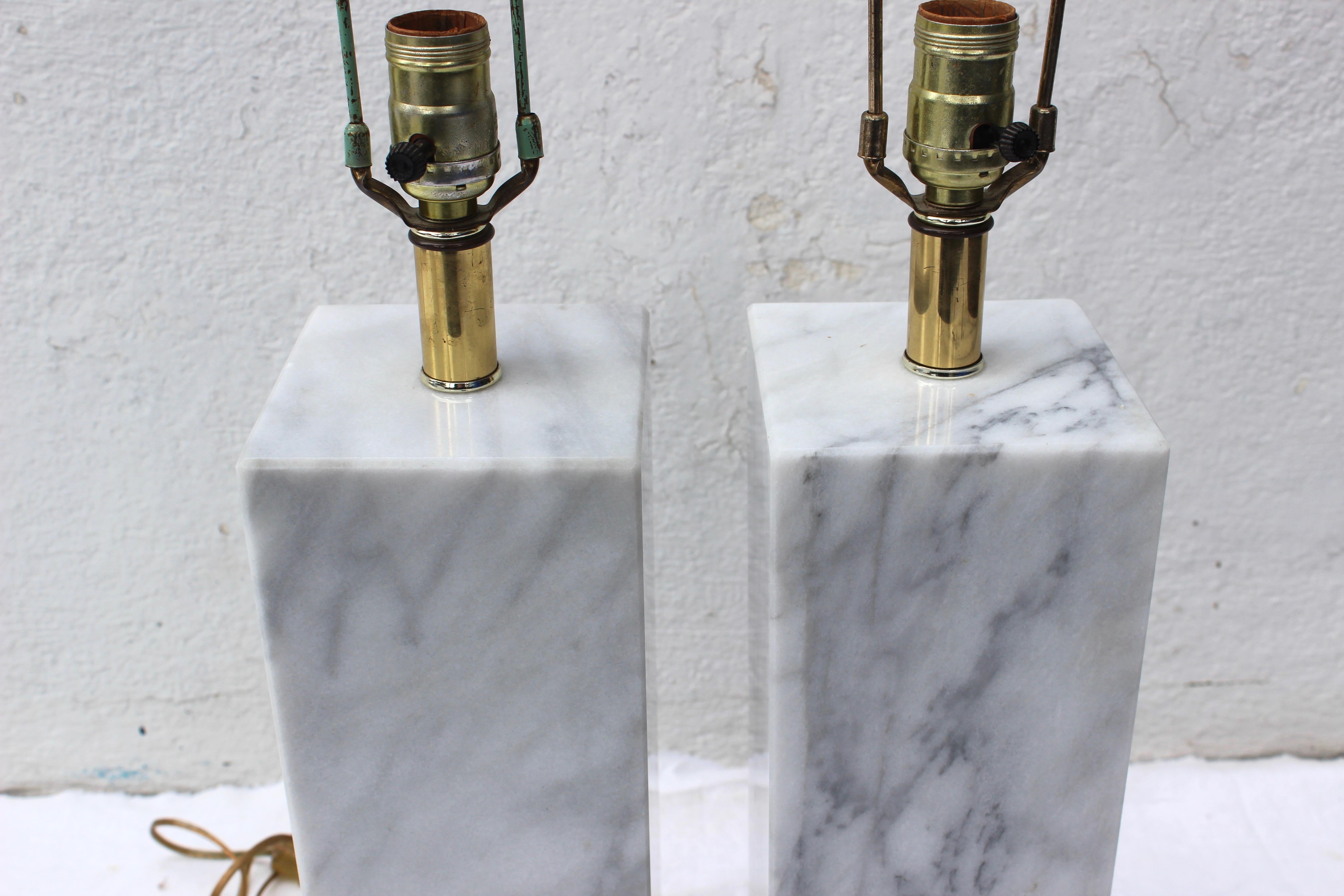 Pair of Marble Table Lamps In Good Condition In East Hampton, NY