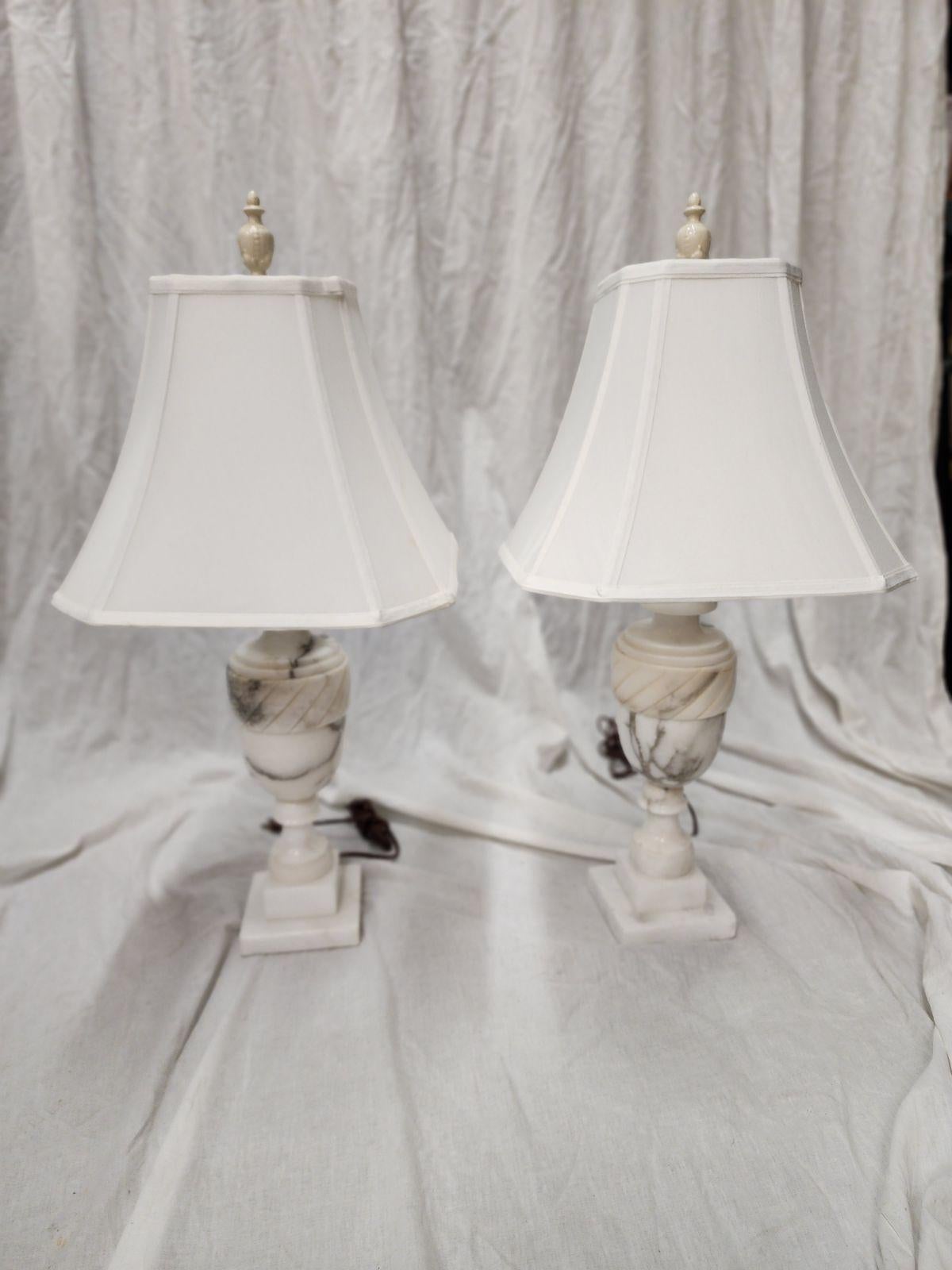 Pair of Marble Table Lamps  In Excellent Condition In Dallas, TX