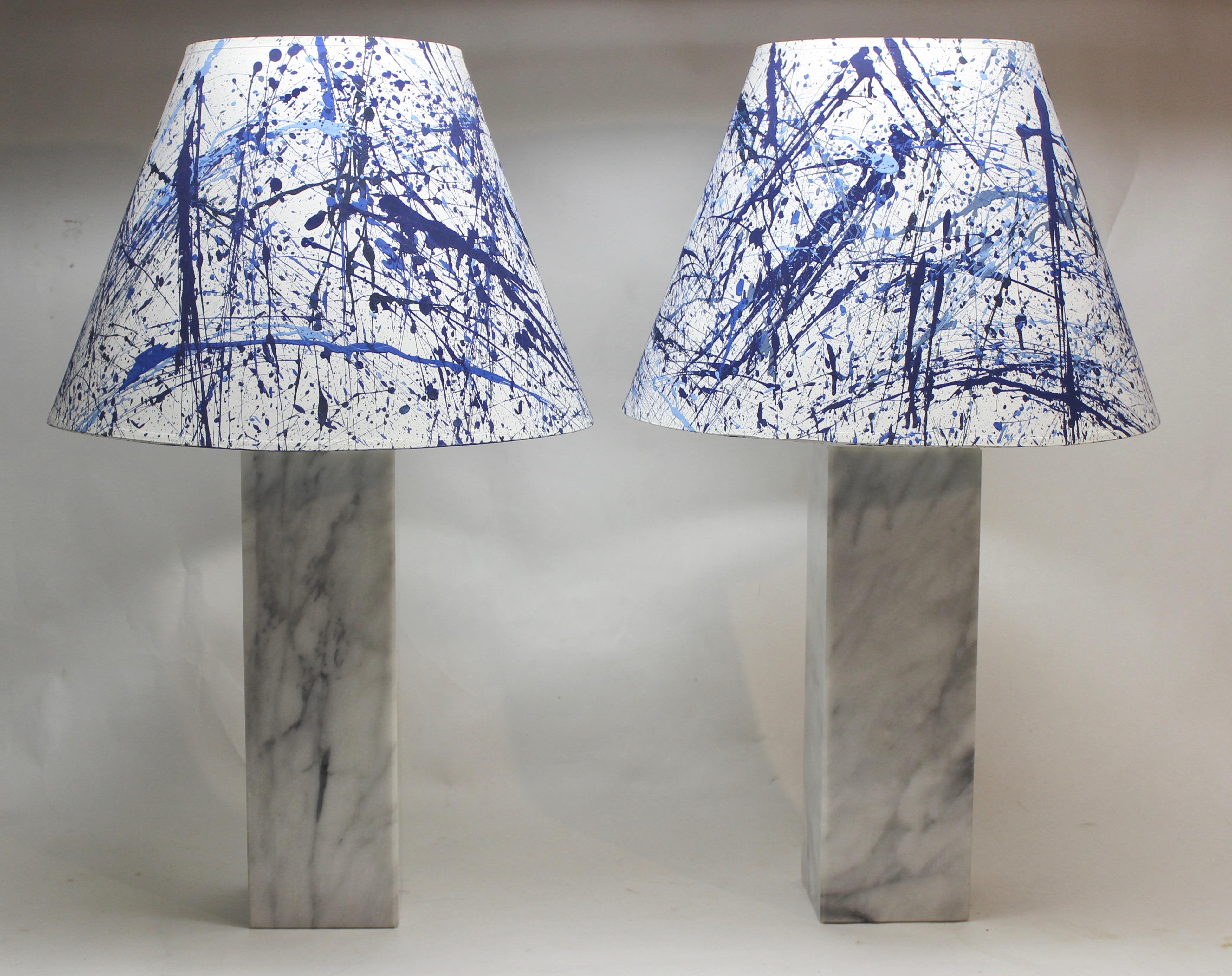 Pair of marble table lamps. Shades not included.

Base measures 16