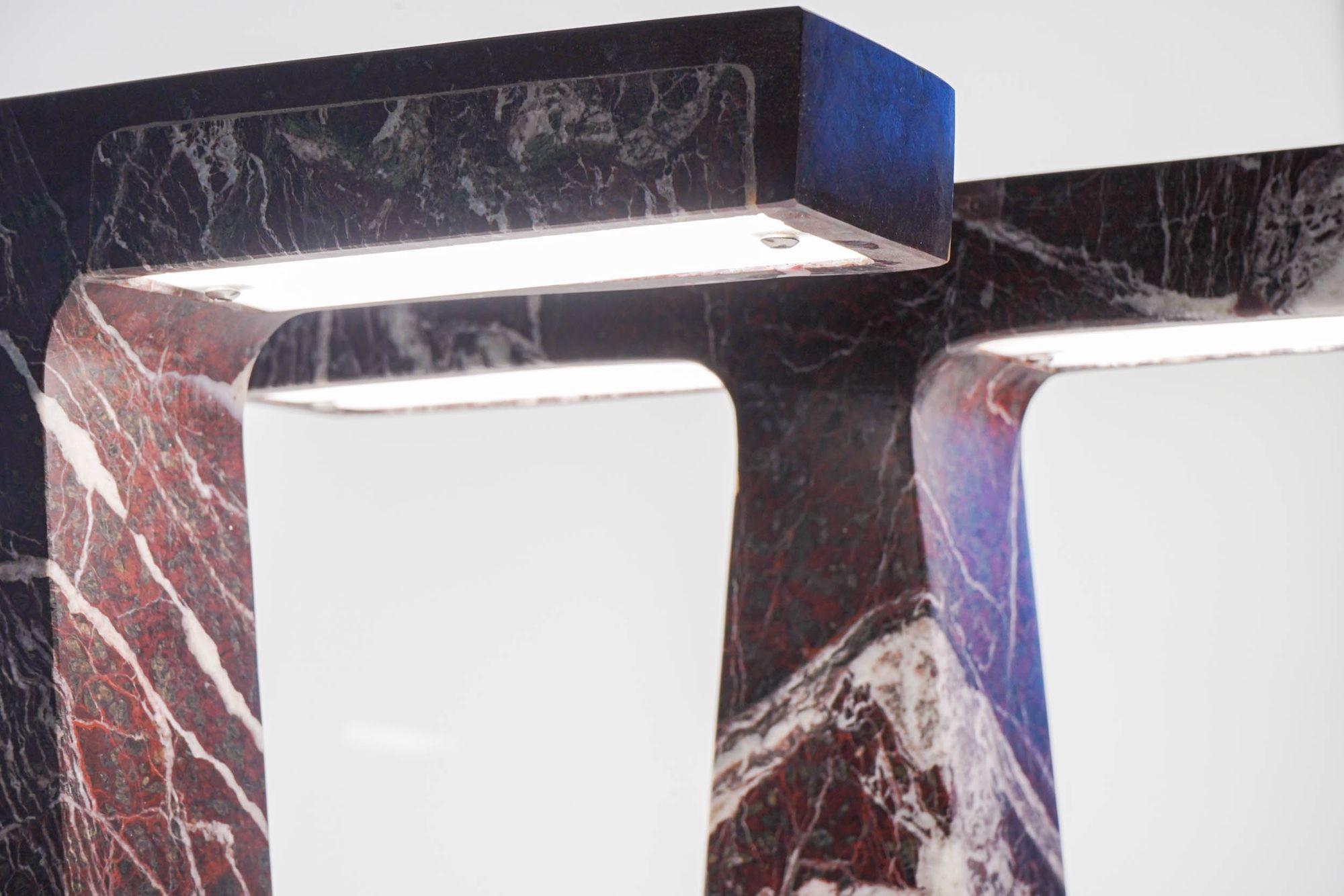 Pair of Marble Table Lamps in Rosso Levanto Marble For Sale 7