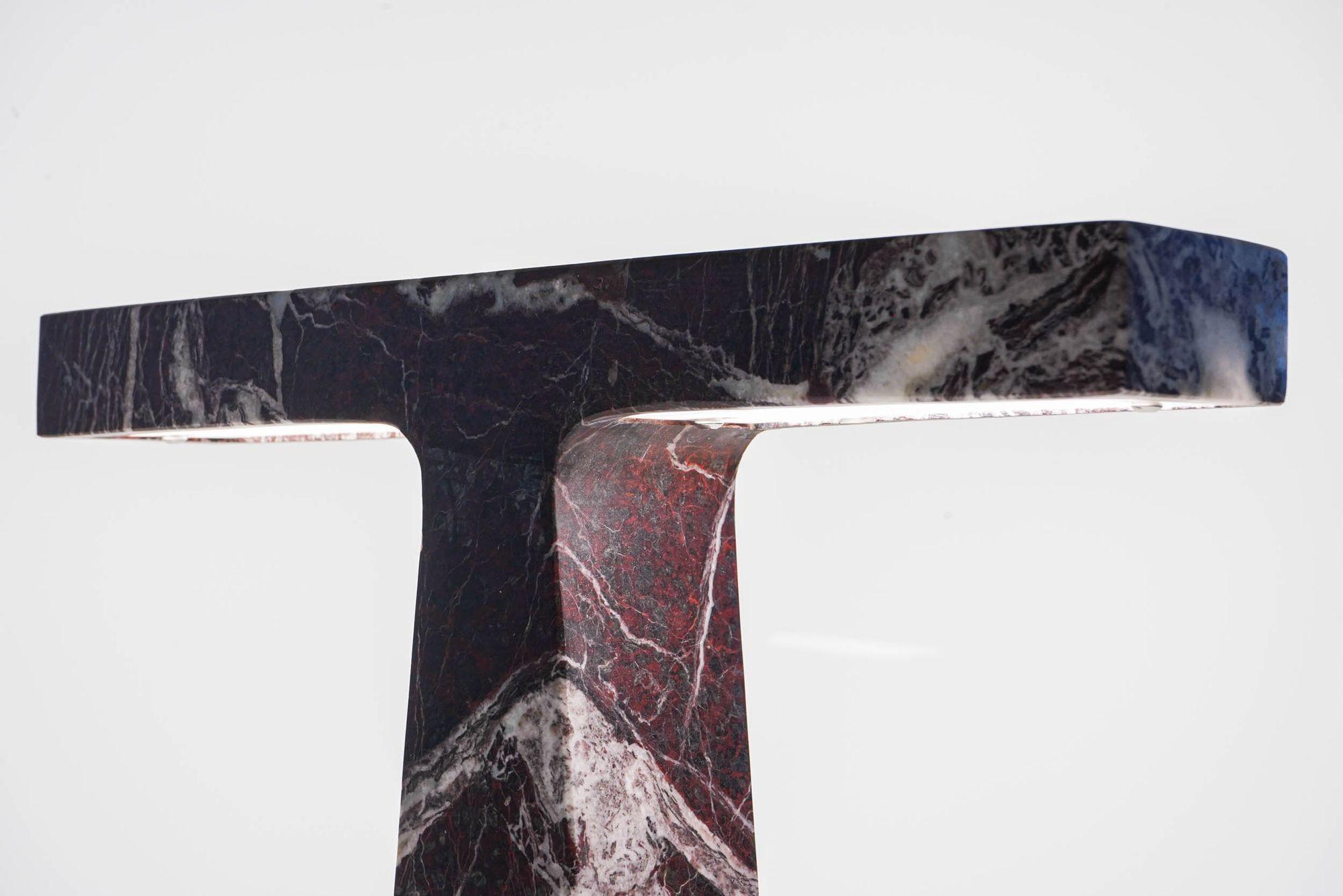 Pair of Marble Table Lamps in Rosso Levanto Marble For Sale 11