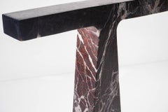 Pair of Marble Table Lamps in Rosso Levanto Marble