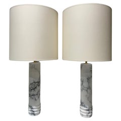 Pair of marble table lamps sweden 1970