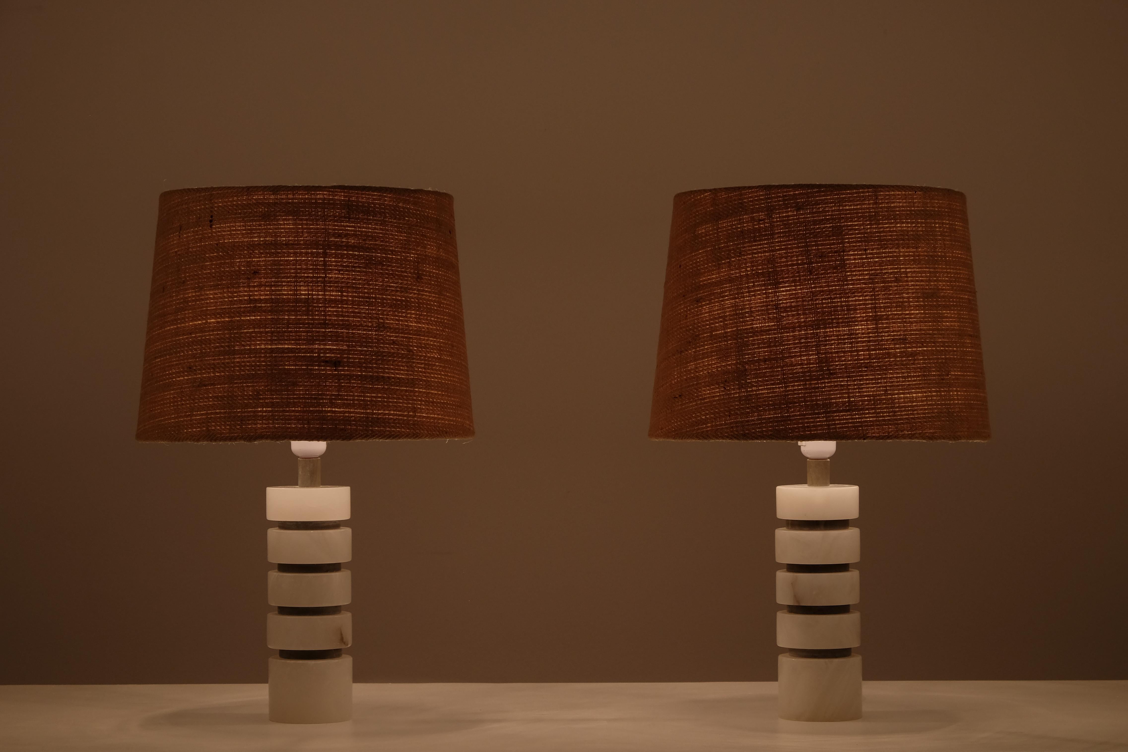 Paire de lampes de table en marbre, Suède, années 1970 Bon état - En vente à Stockholm, SE