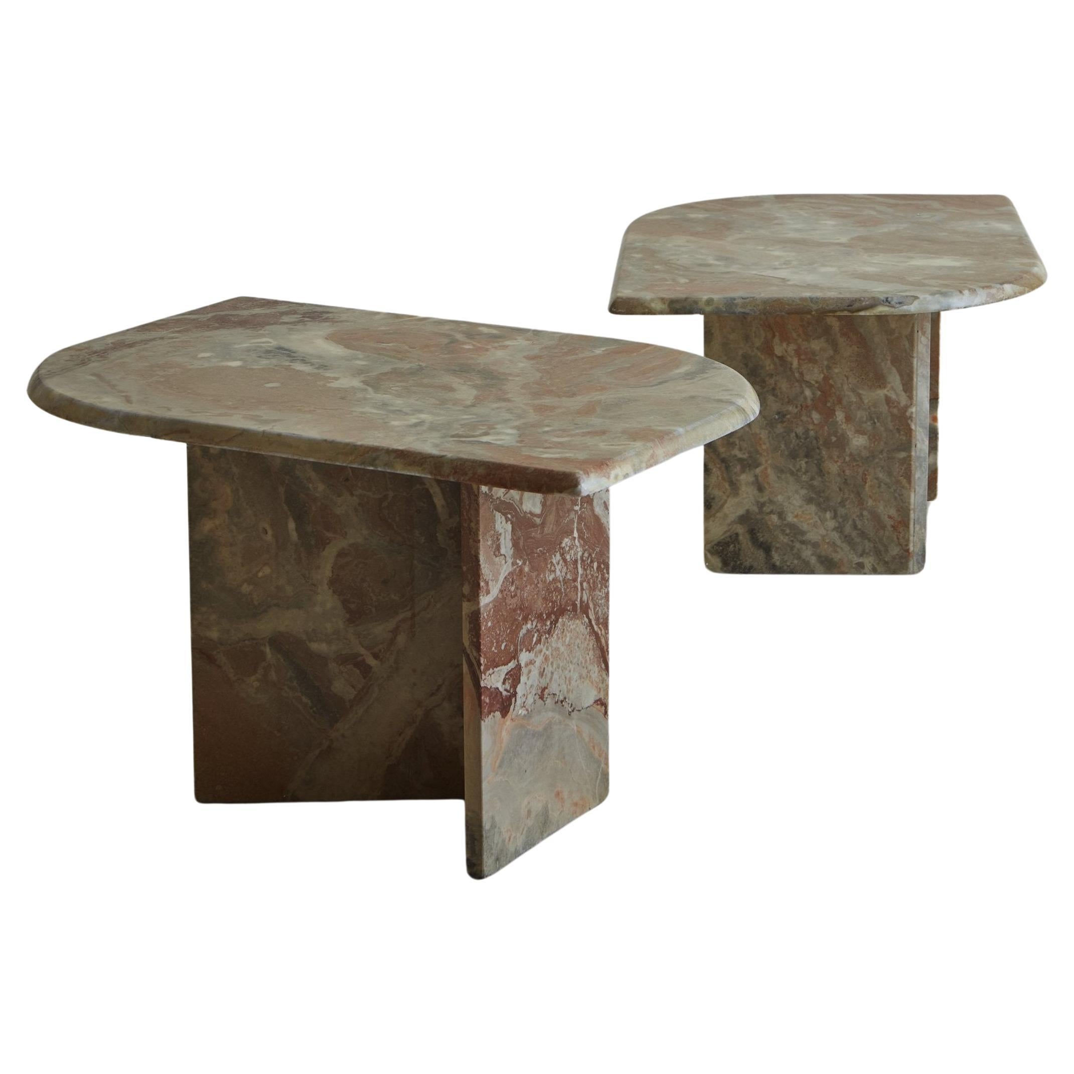 Pair of Marble Teardrop Nesting Tables, France 20th Century