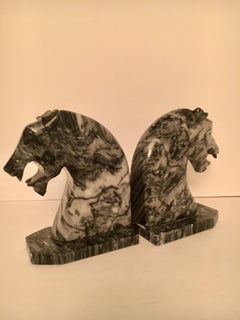 Pair of Marble Tiger Bookends