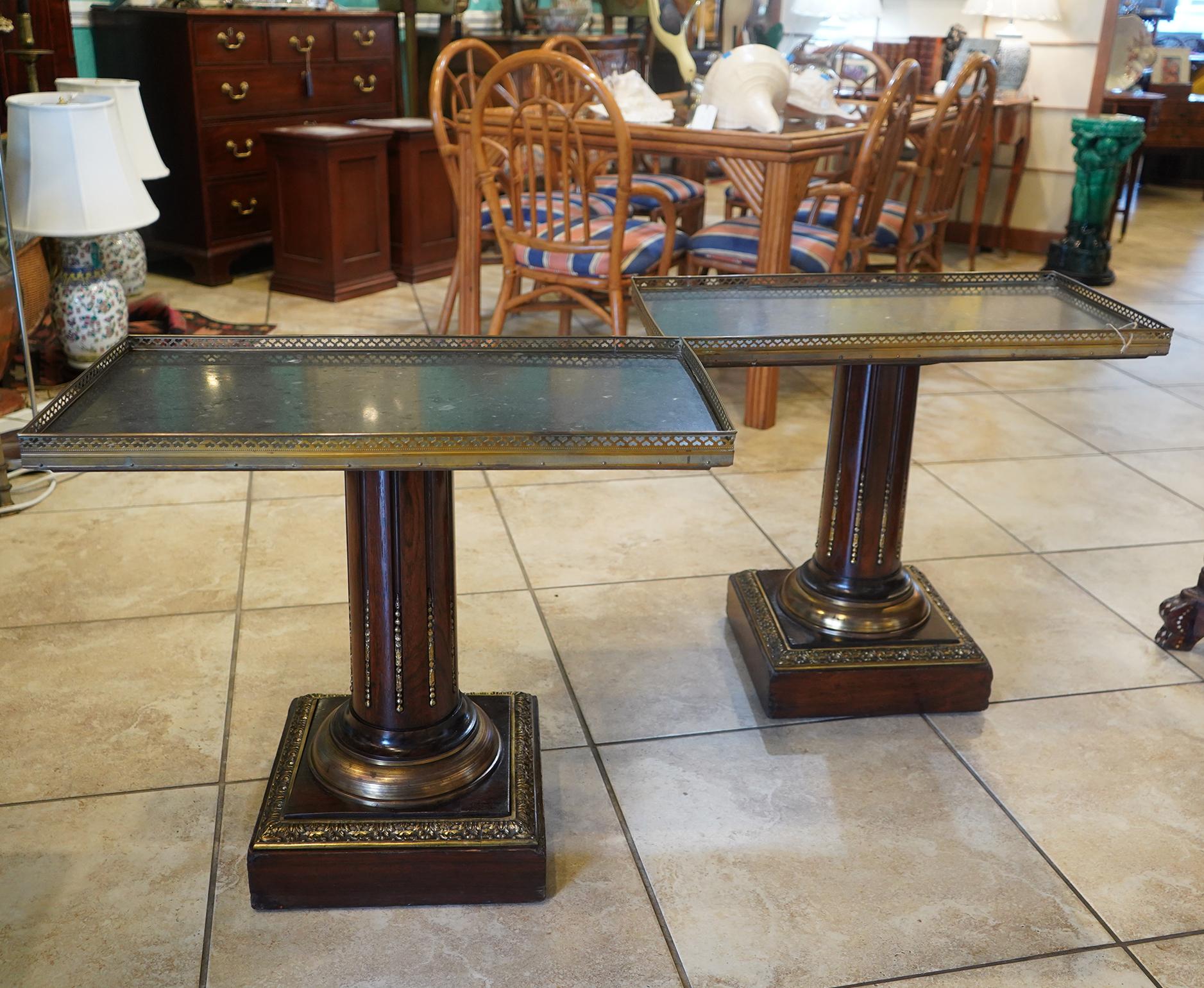 Pair of Marble Top 19th C. Columned End/ Side Tables

Used, Good condition, See All Photos For Details

Dimensions: 28 Inches Wide x 15.5 Inches Depth x 24 Inches Tall
