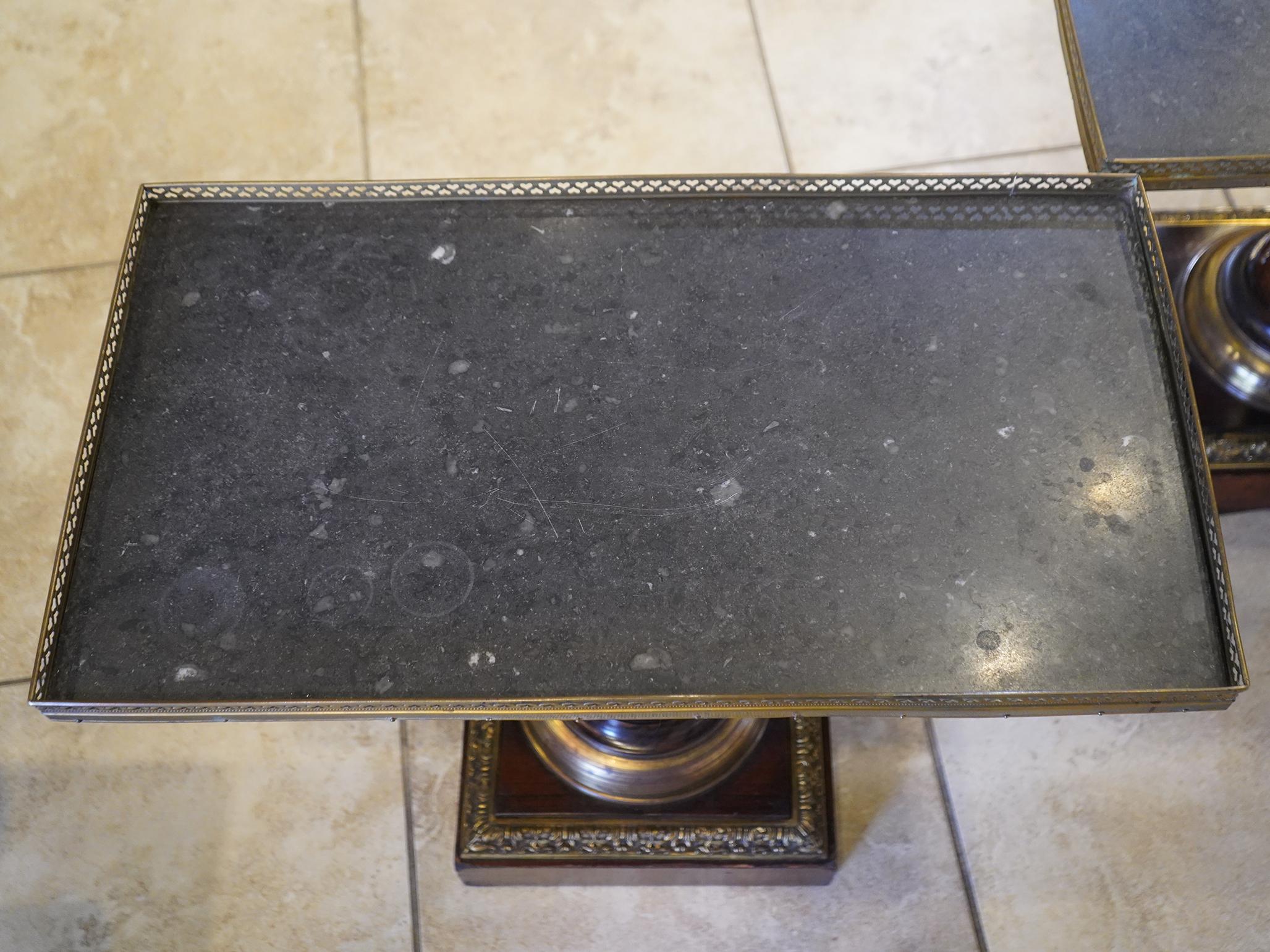 Pair of Marble Top 19th C. Columned End/ Side Tables In Good Condition For Sale In Ft. Lauderdale, FL