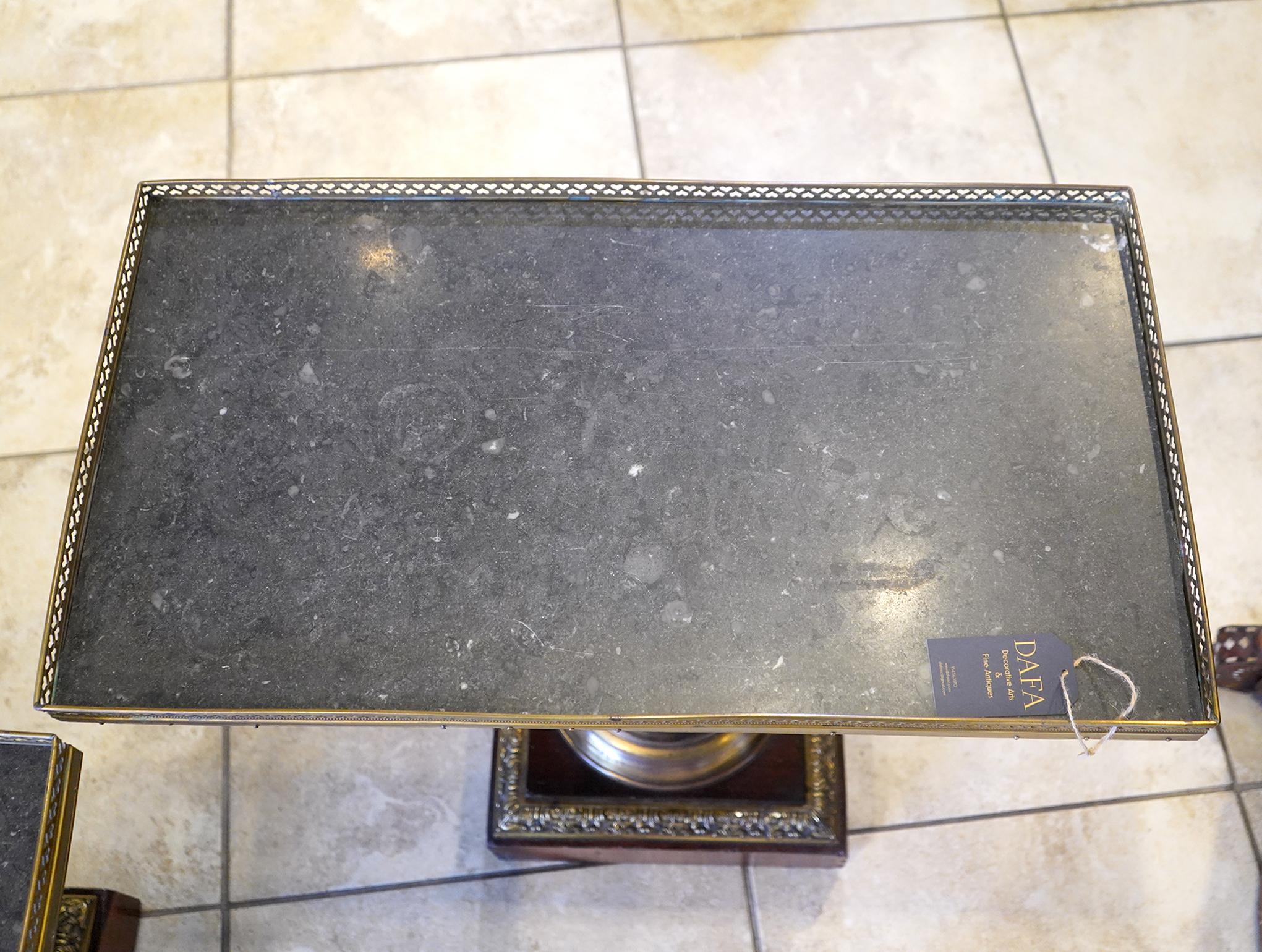 19th Century Pair of Marble Top 19th C. Columned End/ Side Tables For Sale