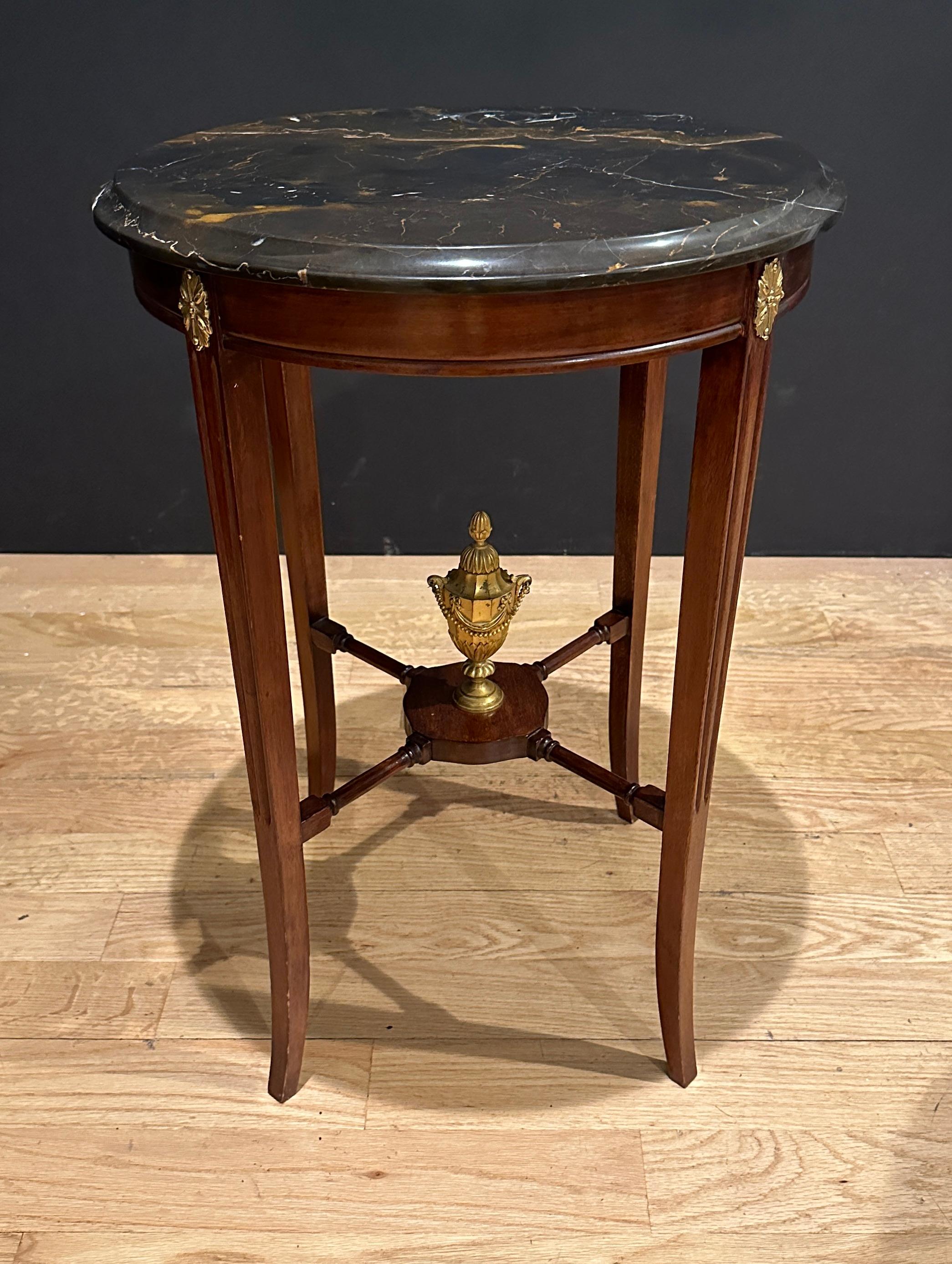 English Pair Of Marble Top And Bronze Mounted Side Tables For Sale