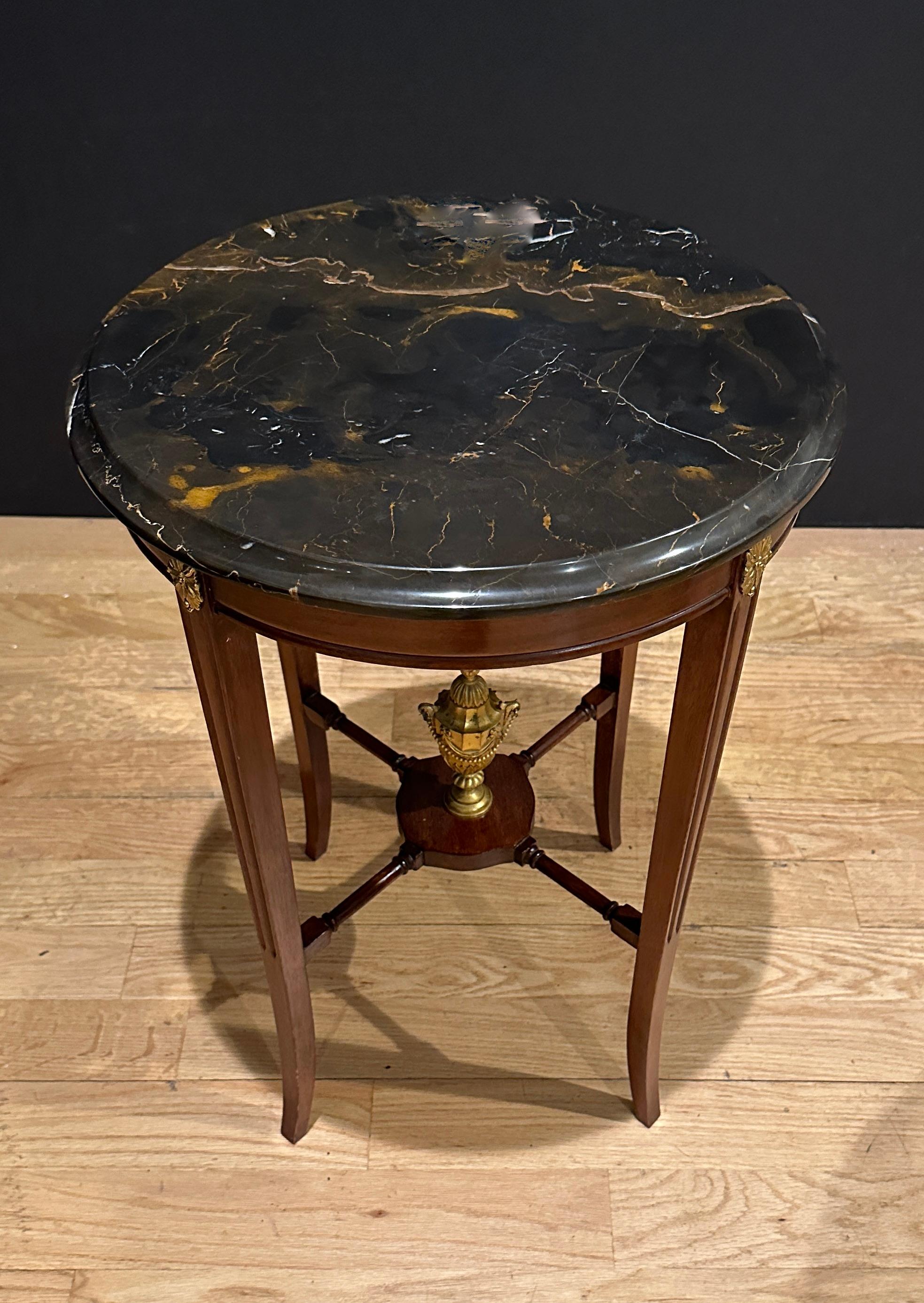 English Pair Of Marble Top And Bronze Mounted Side Tables For Sale
