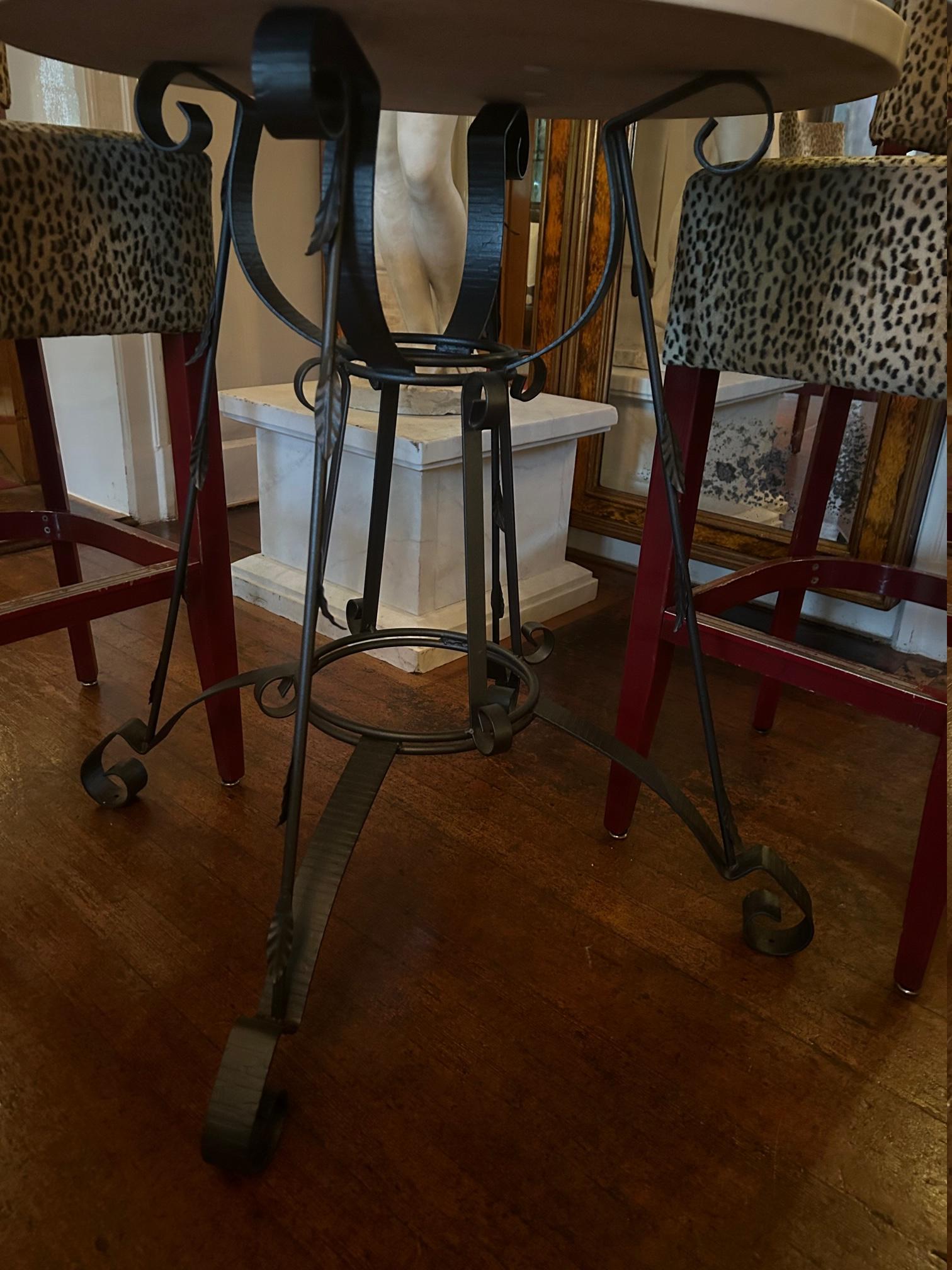 Italian Pair Of Marble Top and Iron Side Table, Early 20th Century For Sale