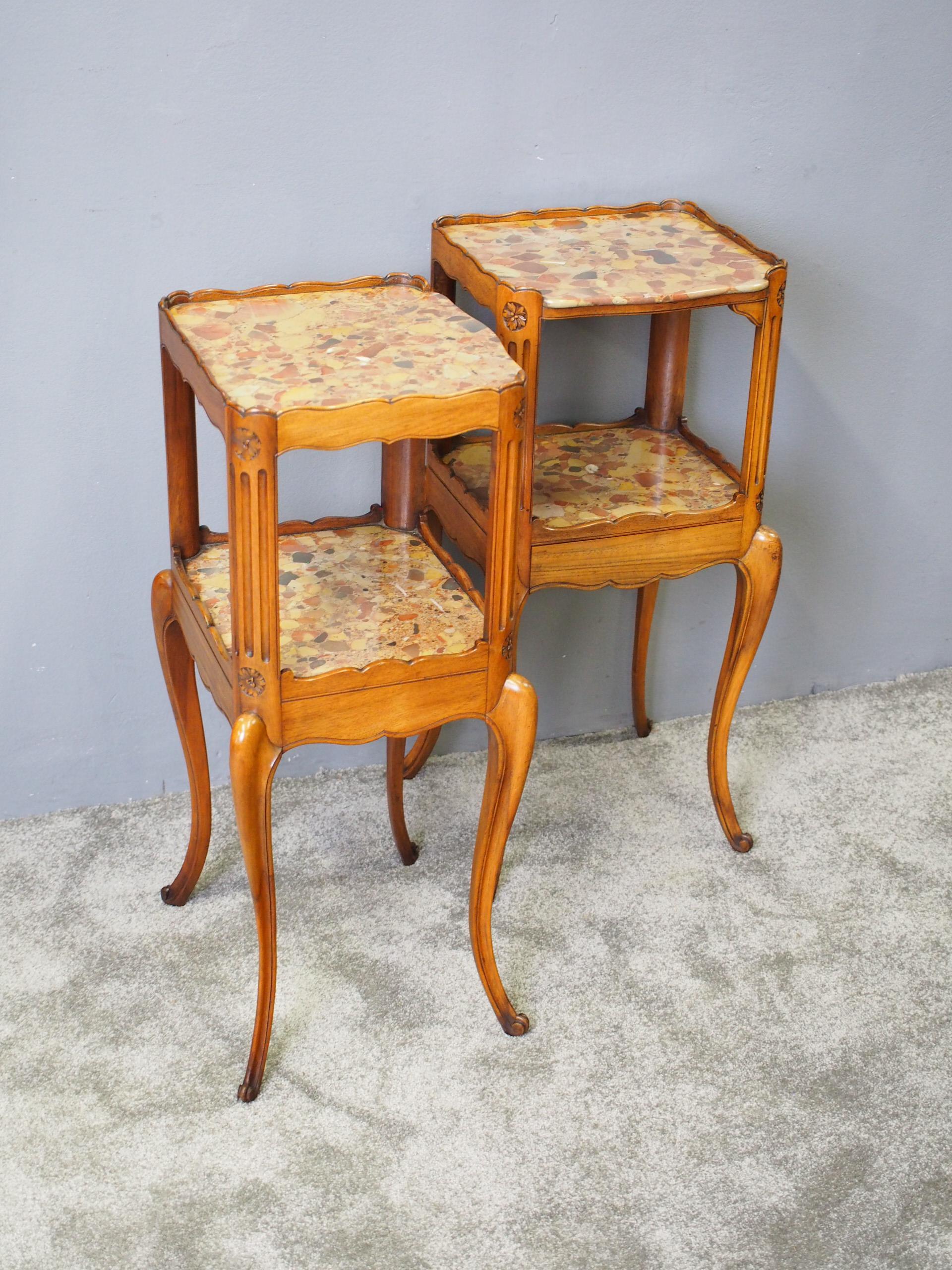 Pair of Marble Top Bedsides by Morison & Co. of Edinburgh For Sale 6